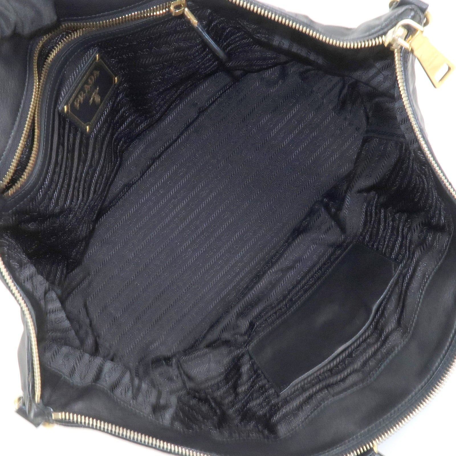 PRADA Triangle Logo Leather 2 Way Bag Hand Bag Shoulder Bag BL0685