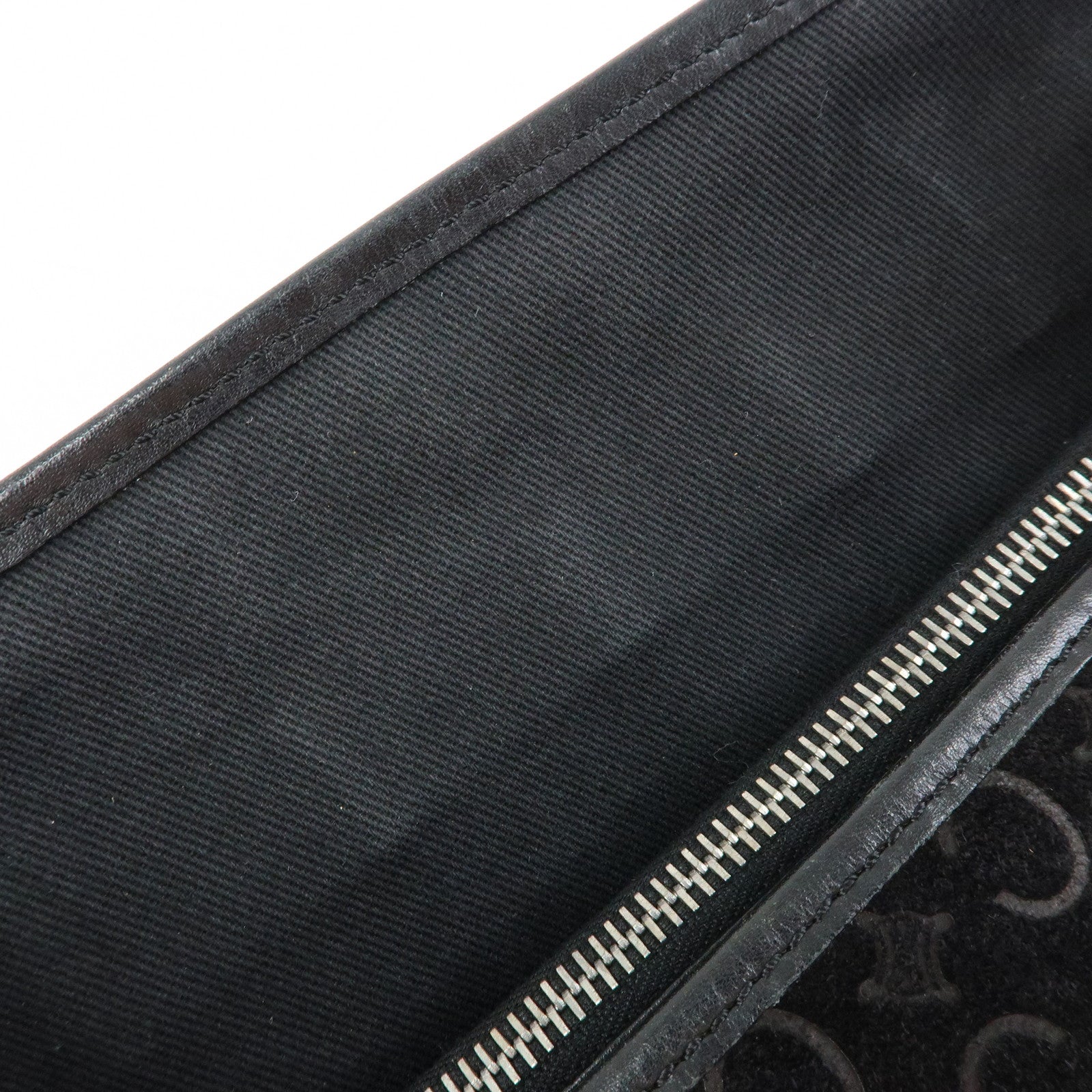 CELINE C Macadam Suede Leather Boogie Bag Hand Bag Black