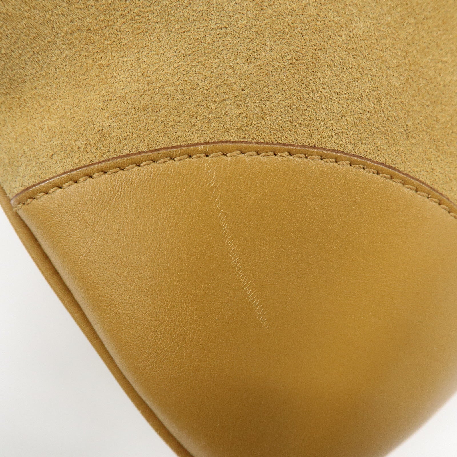 GUCCI Bamboo Suede Leather Kandinsky Shoulder Bag Beige 001・4061