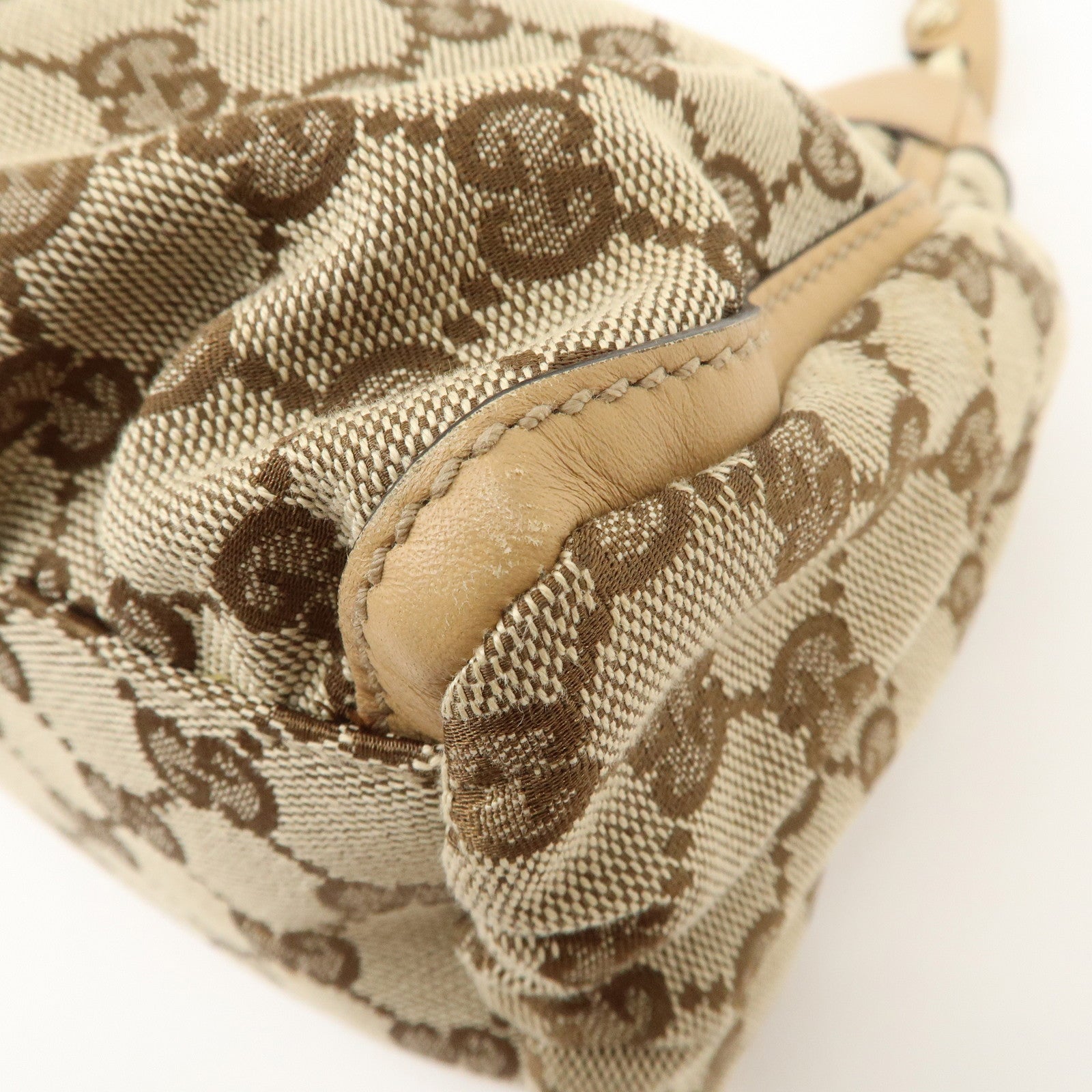 GUCCI Abbey GG Canvas Leather Shoulder Bag Beige 190525 Used