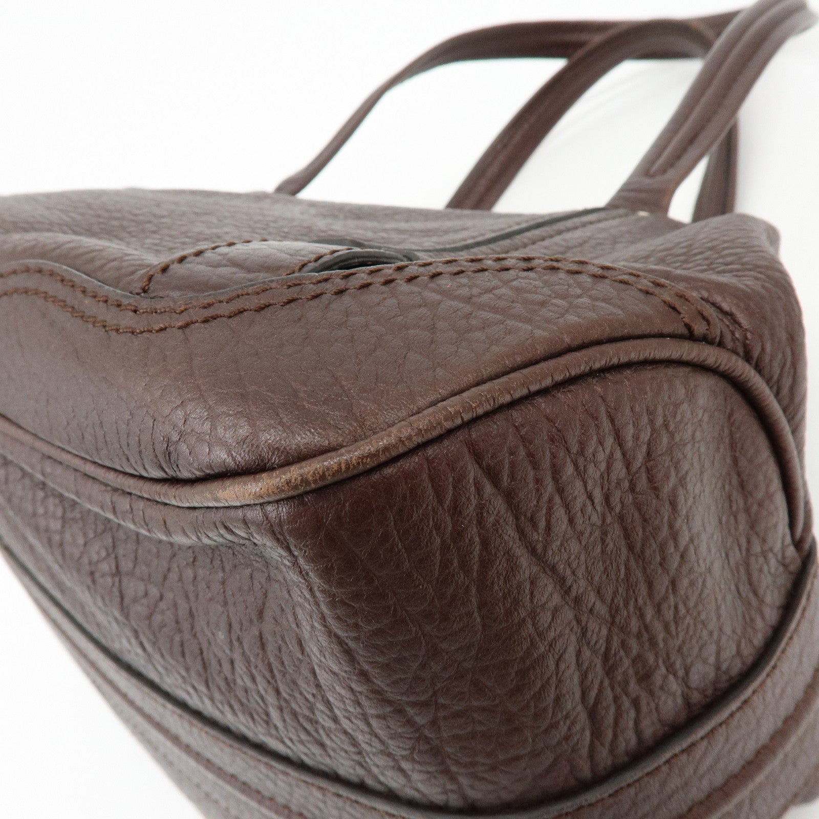 CELINE Triomphe Leather Tote Bag Hand Bag Shoulder Bag Brown