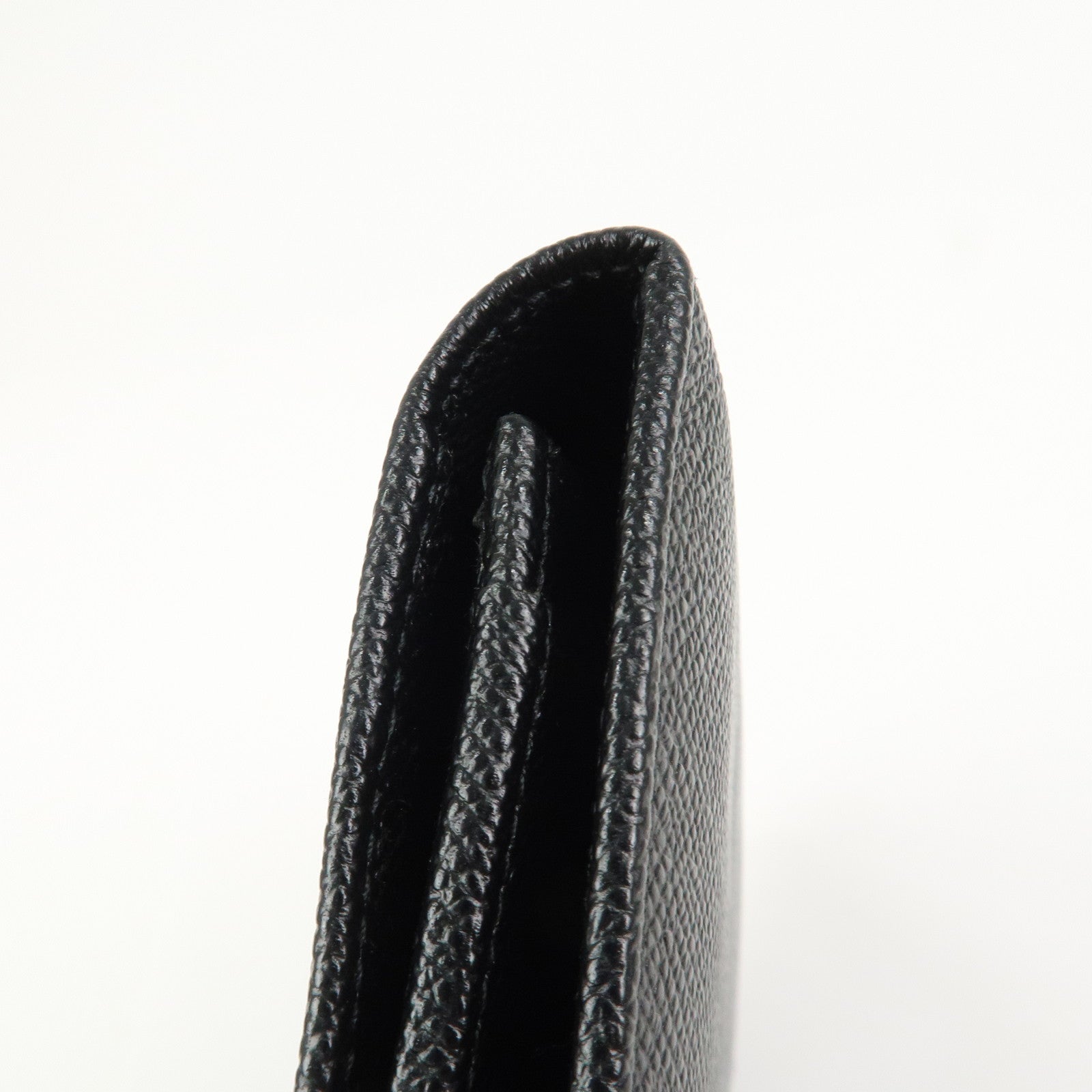 BVLGARI Logo Leather Bi-fold Long Wallet Black Silver