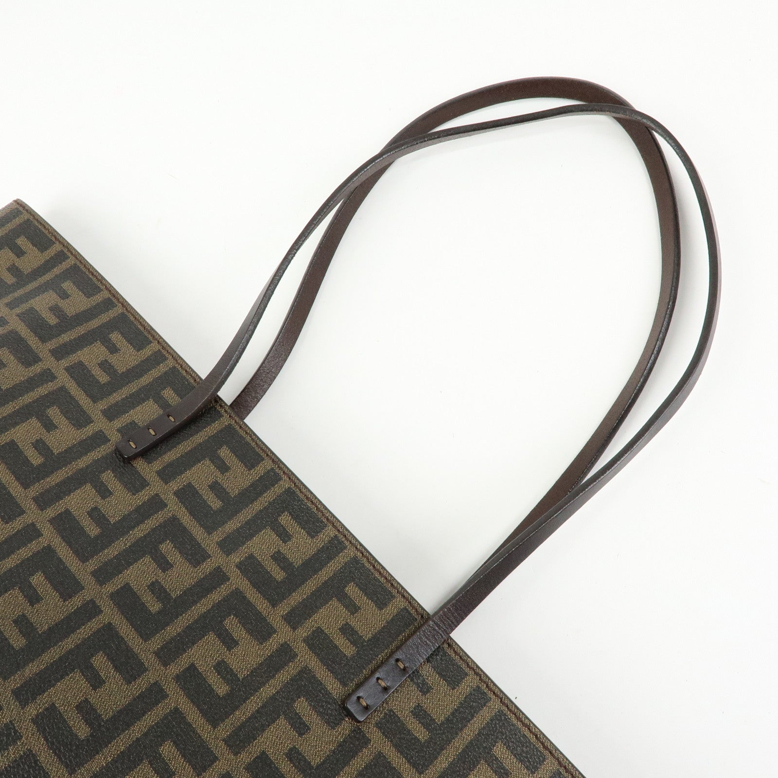 FENDI Zucca Canvas PVC Leather Tote Bag Shoulder Bag Brown 8BH185