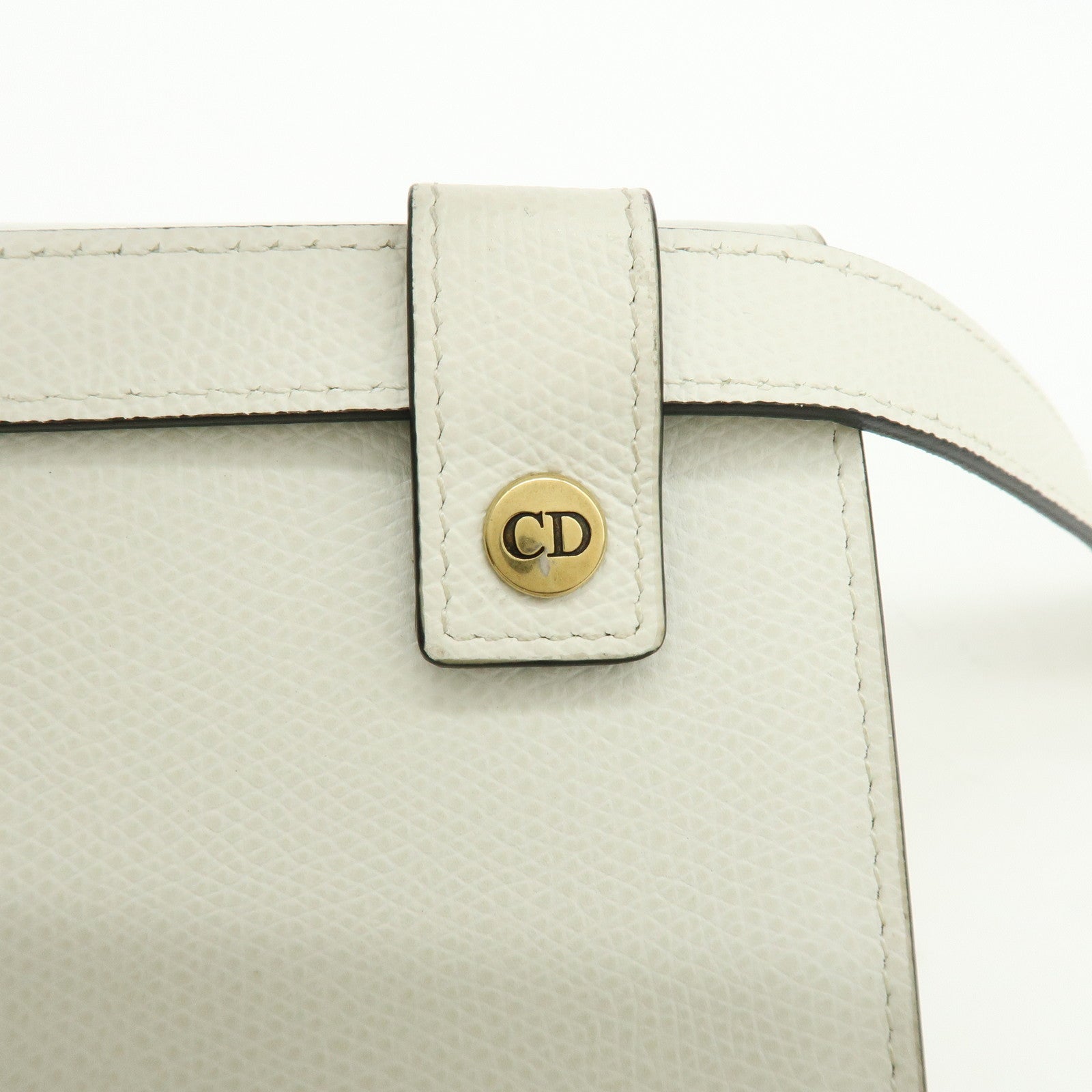 Christian Dior Saddle Calf Leather Waist Pouch Body Bag White