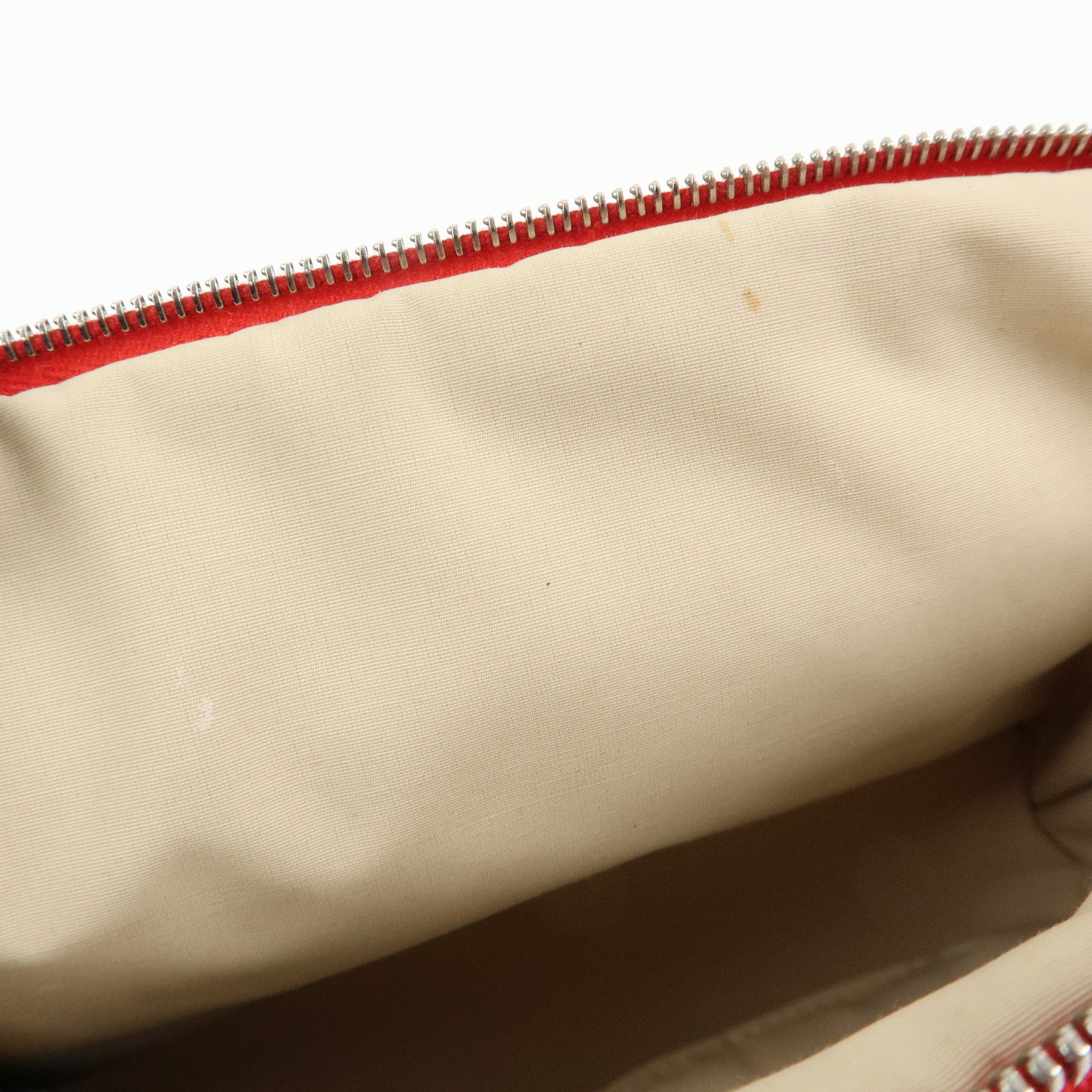 HERMES Canvas Leather Bolide Pouch Mini Cosmetic Makeup Pouch Red