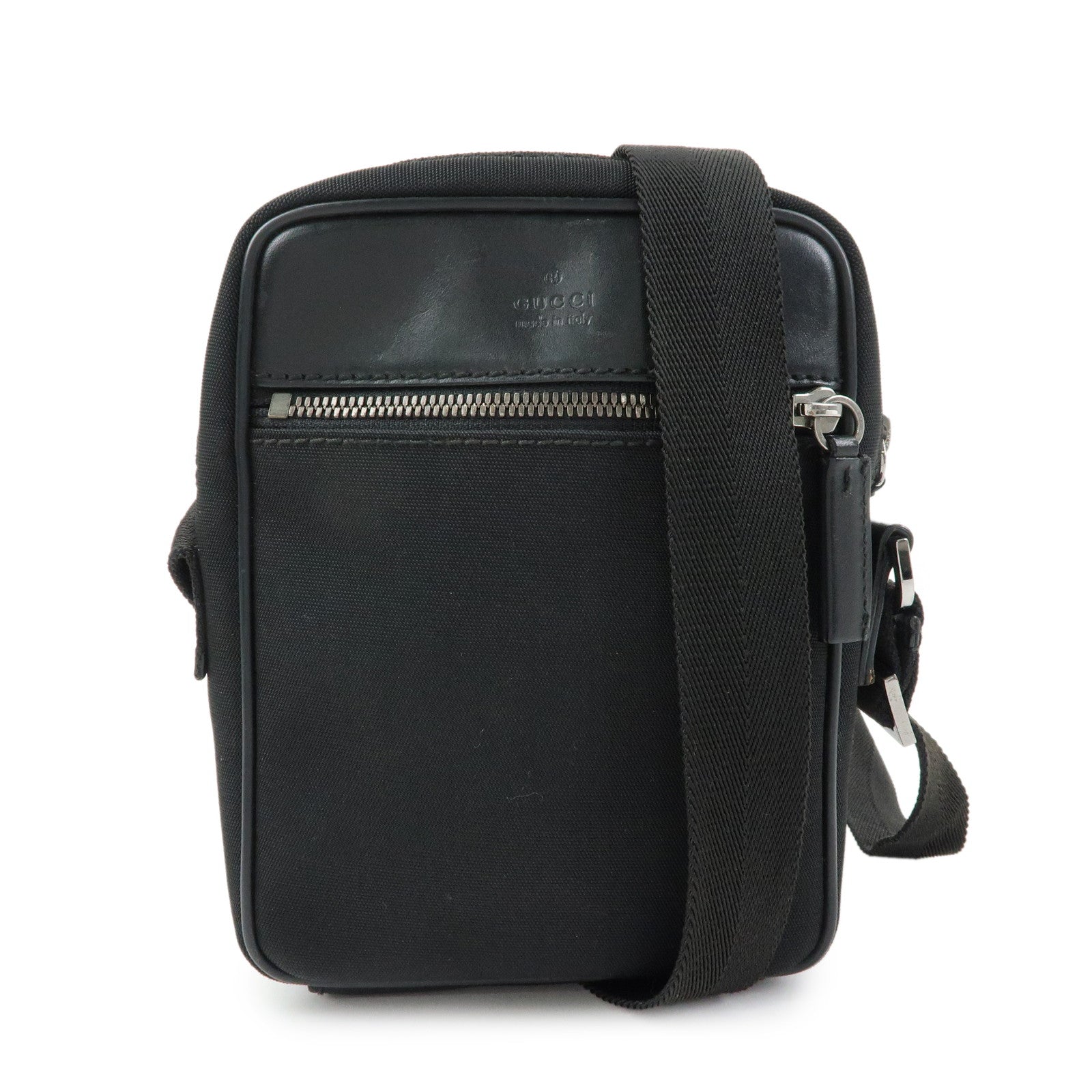 GUCCI Logo Canvas Leather Shoulder Crossbody Bag Black 101680