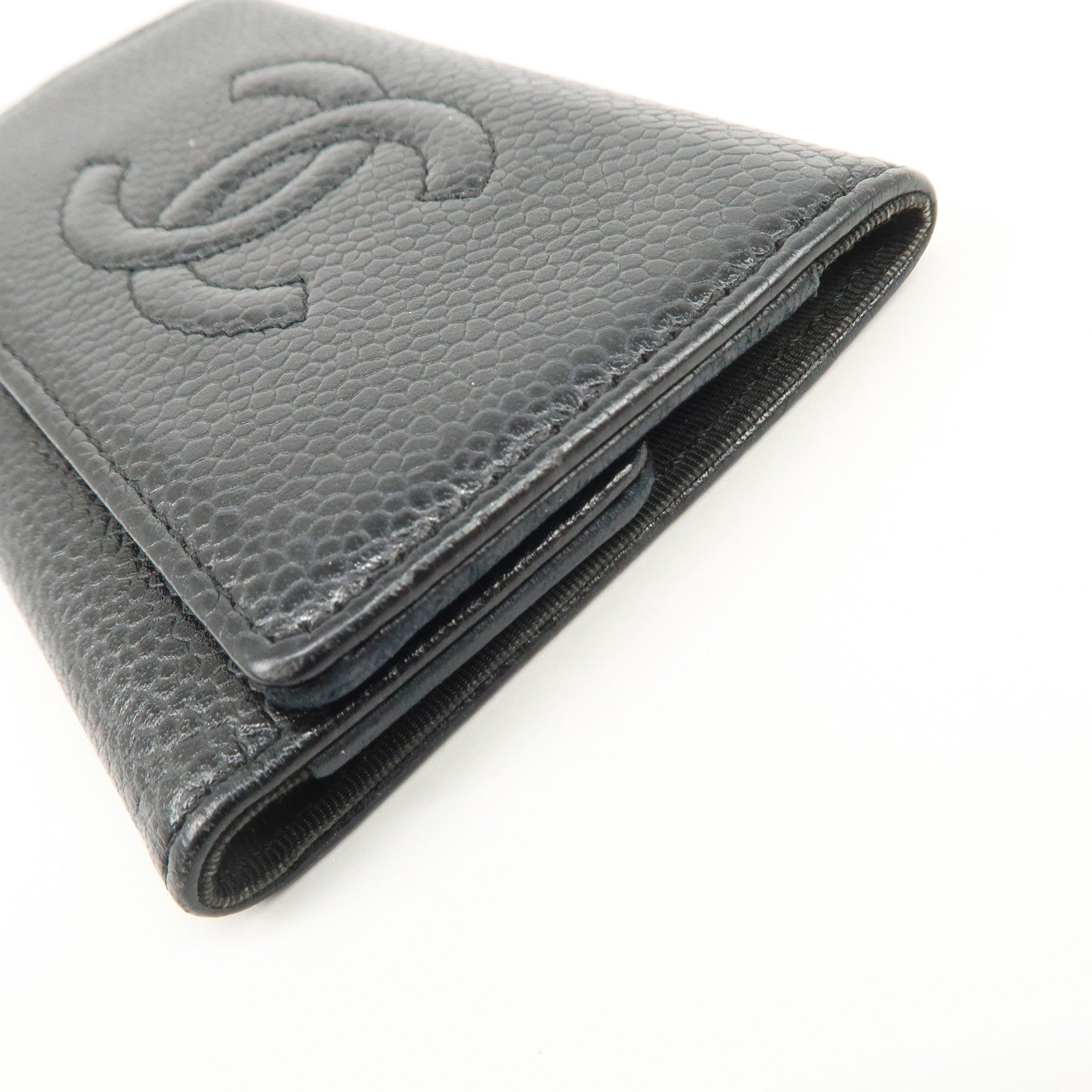 CHANEL COCO Mark Caviarskin 6 Rings Key Case Key Holder A13502