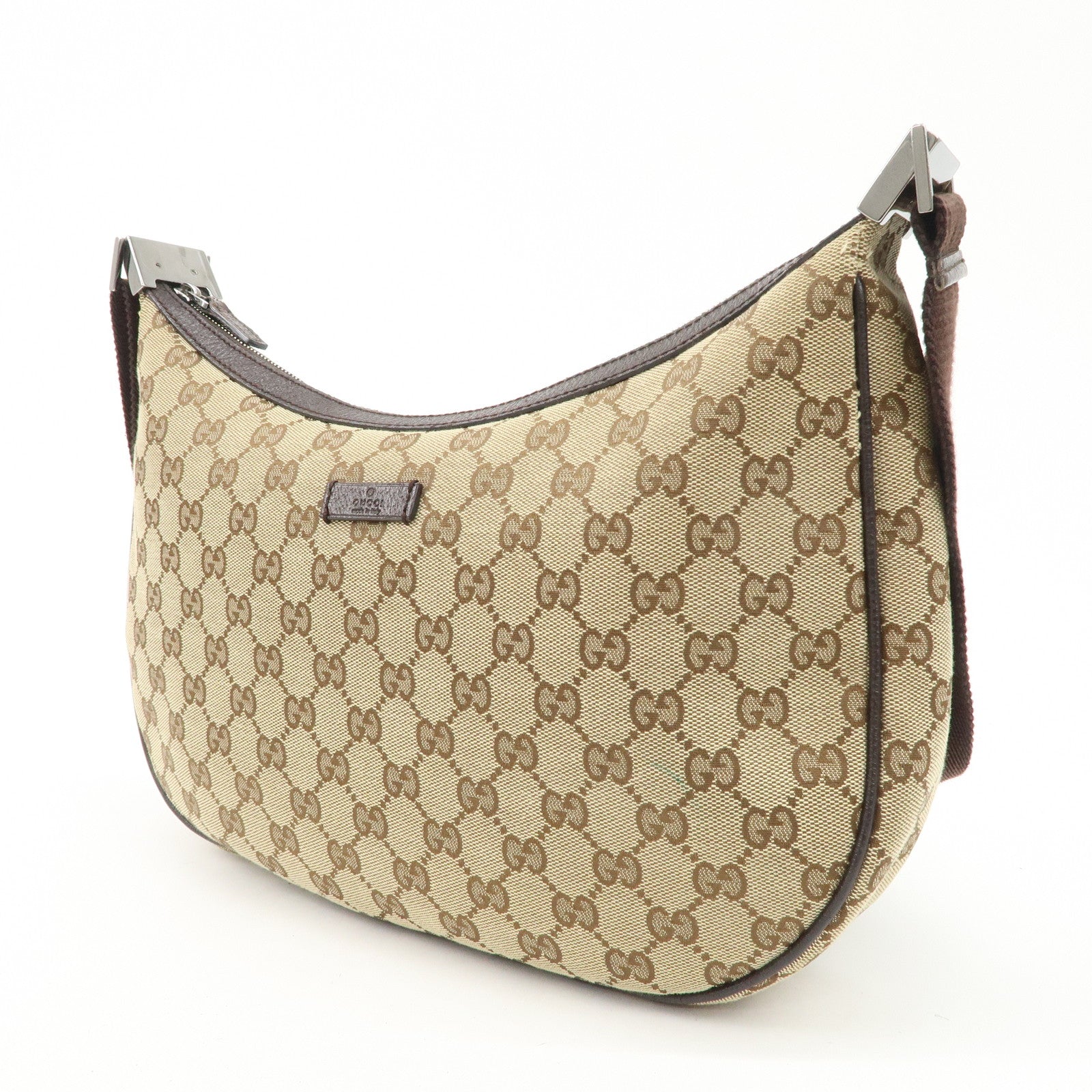 GUCCI GG Canvas Leather Shoulder Bag Beige Brown 122790