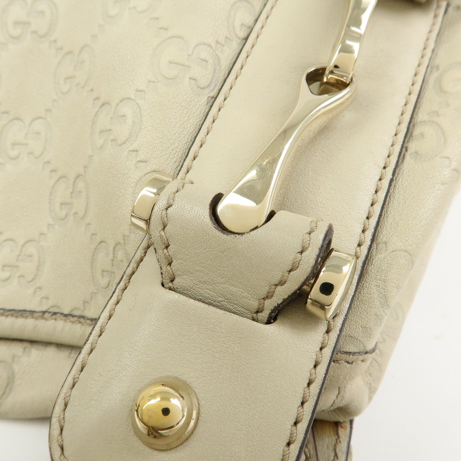 GUCCI Horsebit Guccissima Leather Hand Bag Ivory 137621