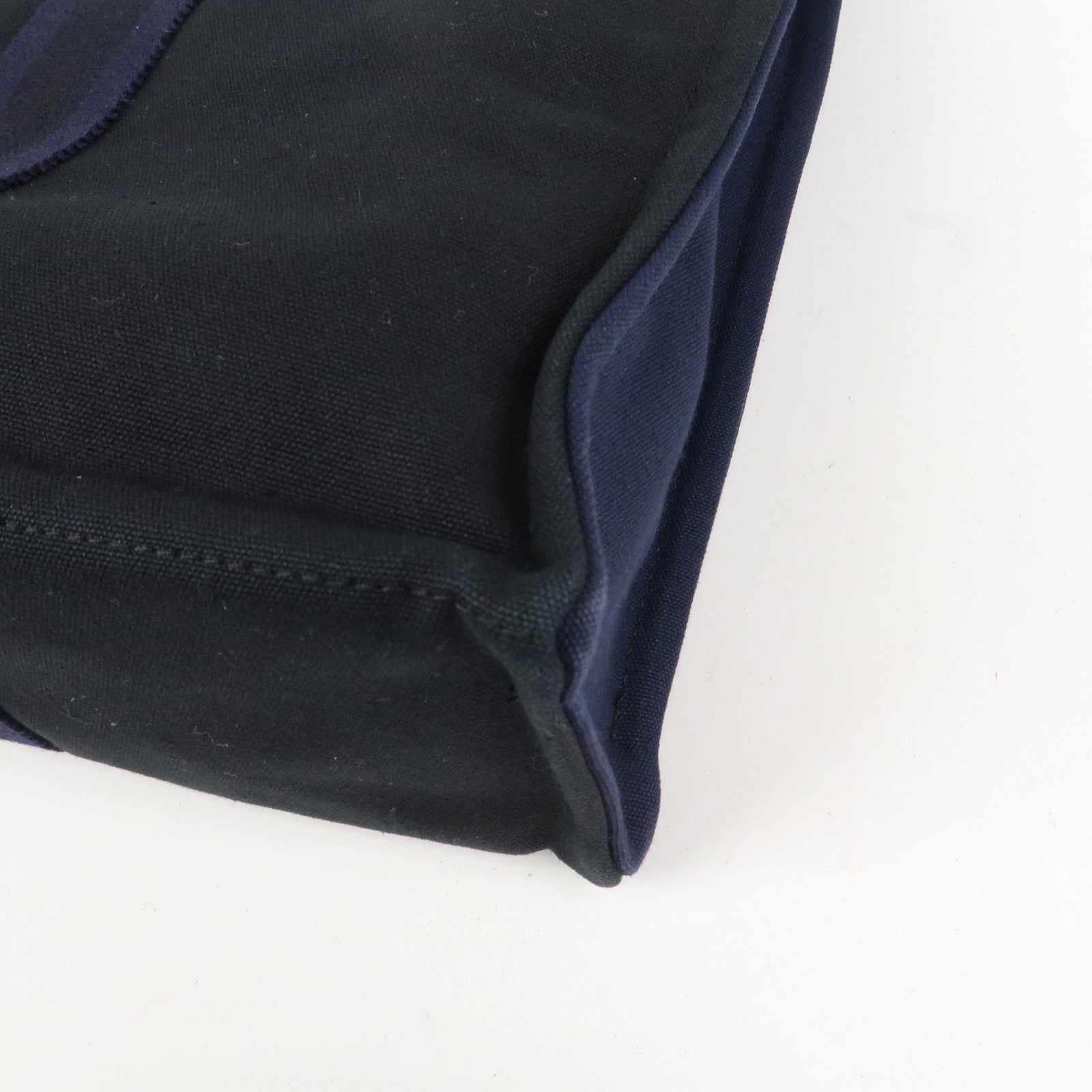 HERMES Fourre Tout MM Canvas Tote Bag Hand Bag Black Navy