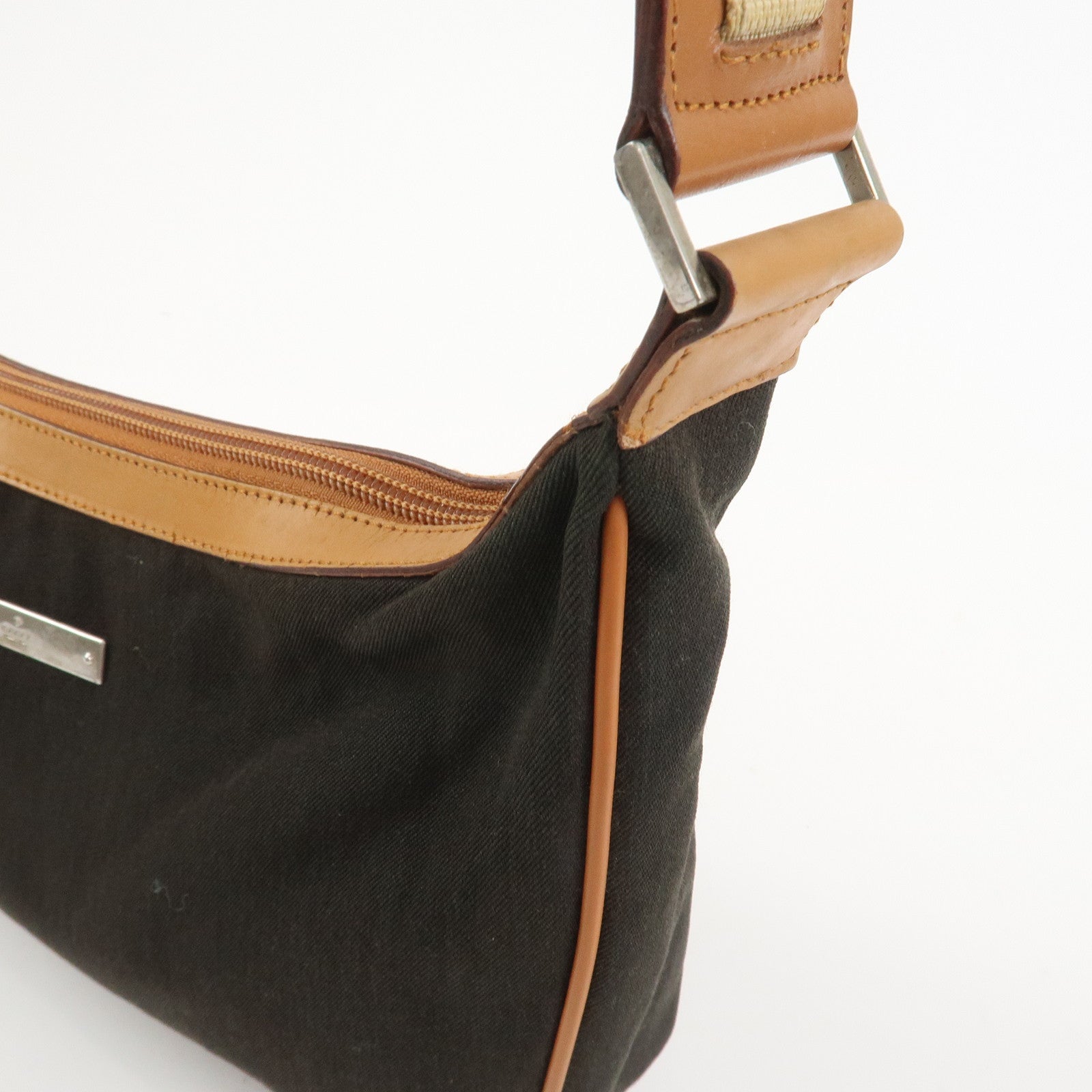 GUCCI Canvas Leather Shoulder Bag Hand Bag Dark Brown 019・0460