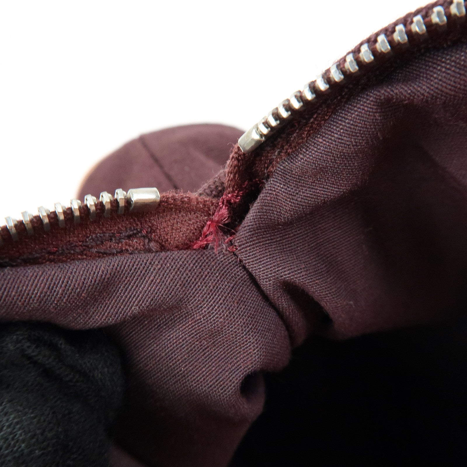 HERMES Cotton Leather Bolide Pouch Mini Bordeaux