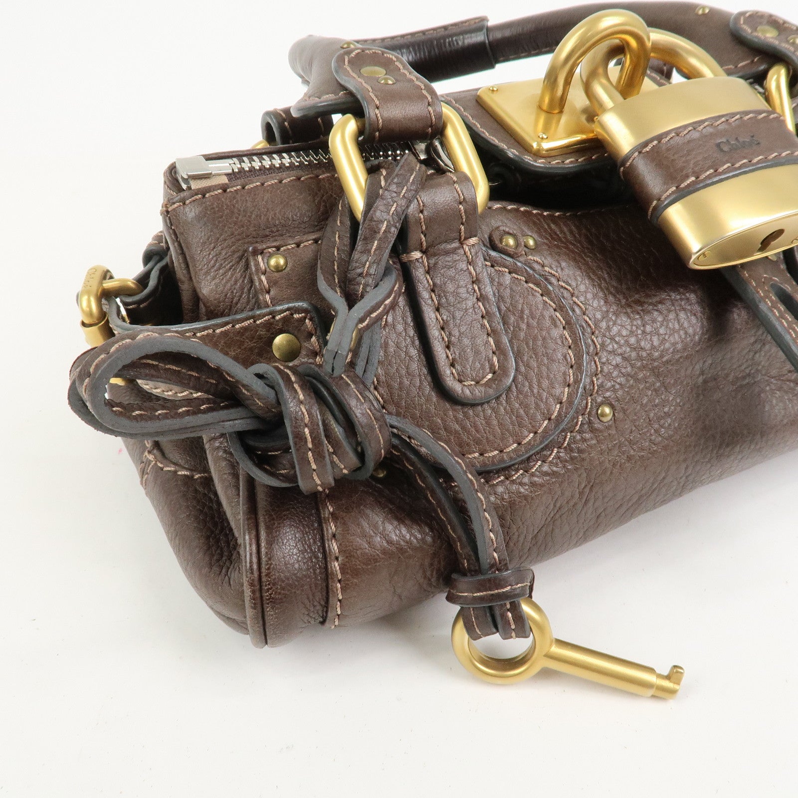 Chloe Paddington MINI Leather Hand Bag Shoulder Bag Brown