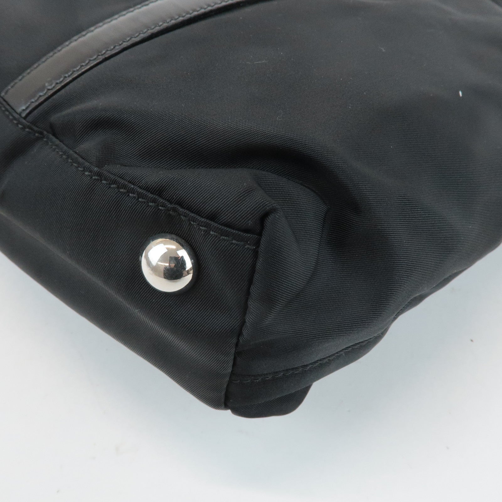 PRADA Triangel Logo Leather Nylon 2Way Bag Tote Bag Black BN1066