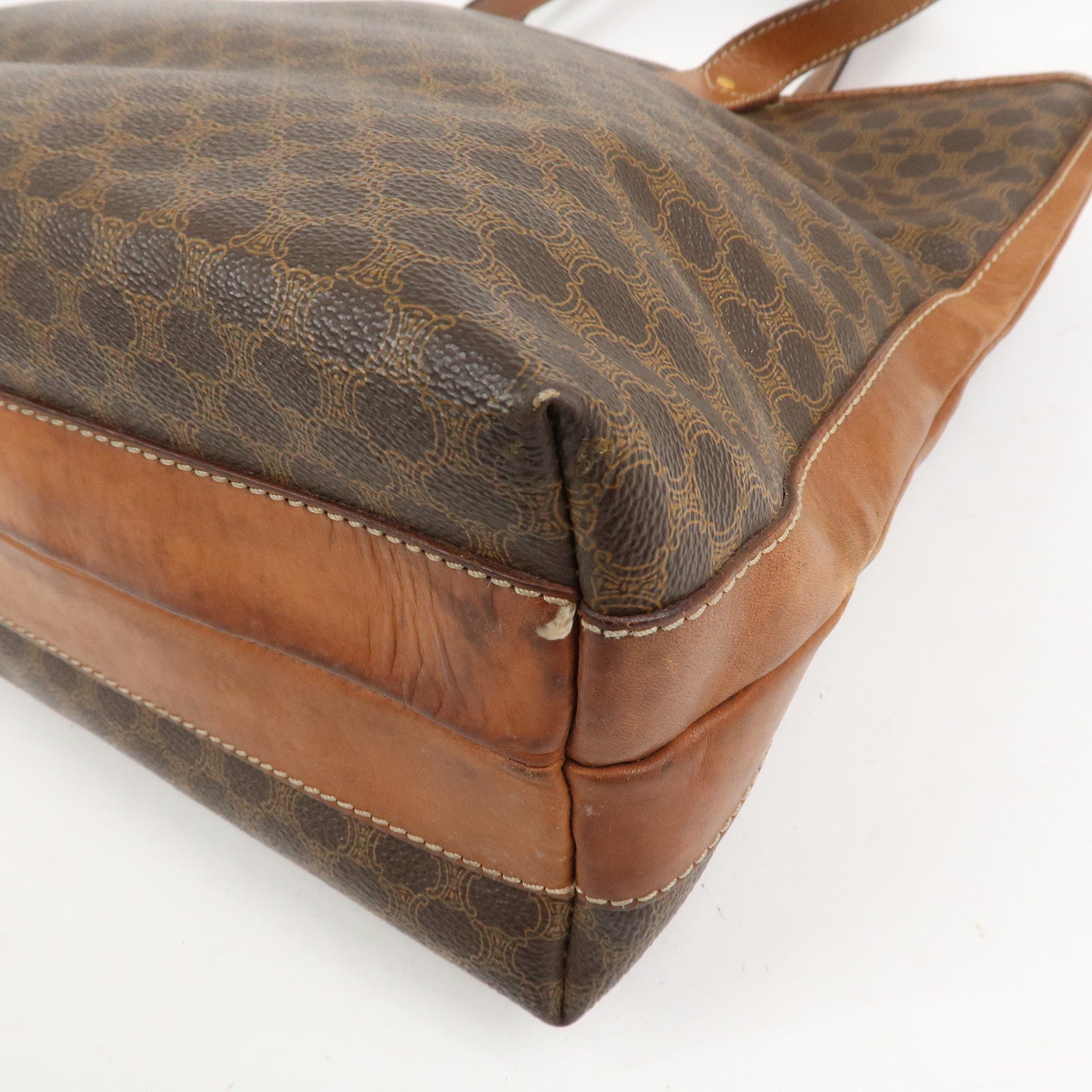 CELINE Macadam PVC Leather Tote Bag Shoulder Bag Brown