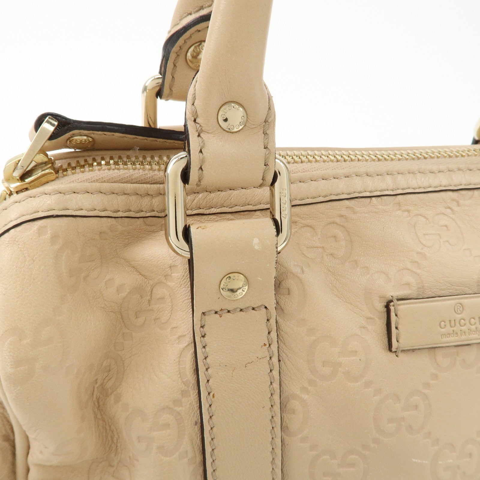 GUCCI Guccissima Leather Mini Boston Bag Pink Beige 193604