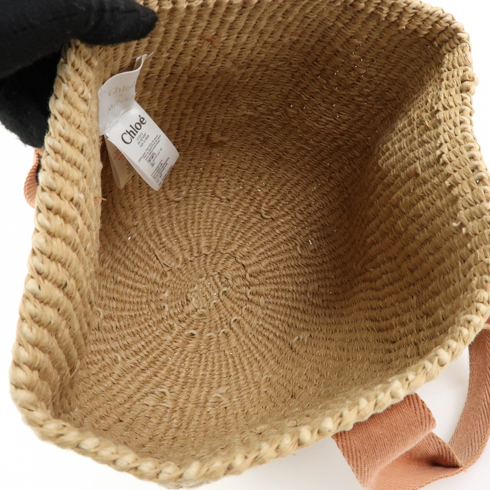Chloe Mifuko Raffia Canvas Hand Bag Tote Bag Natural Beige
