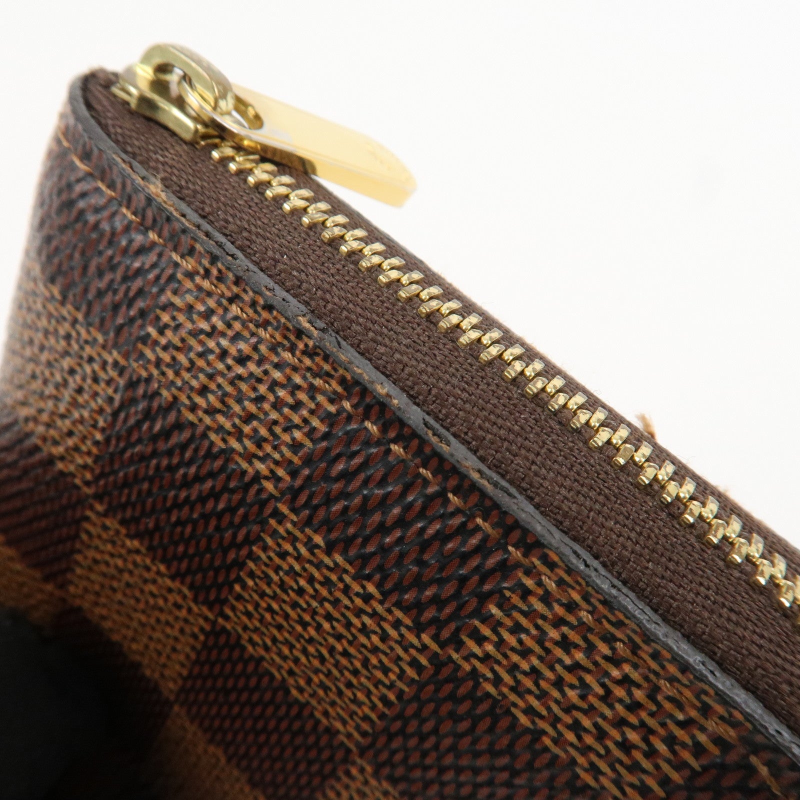 Louis Vuitton Damier Canvas Zippy Round Coin Case Coin Pourse Brown N60213