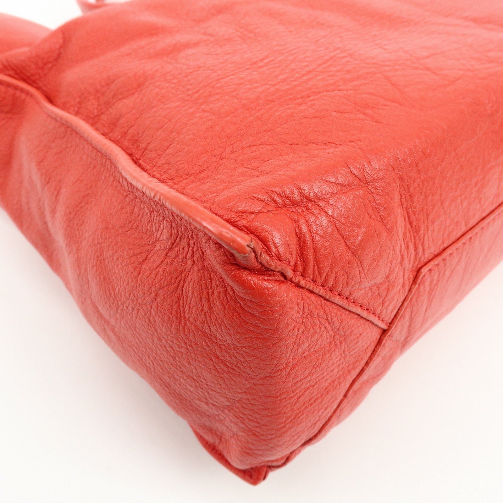 BALENCIAGA Paper Office Zip Leather Tote Bag Hand Bag Red 327771