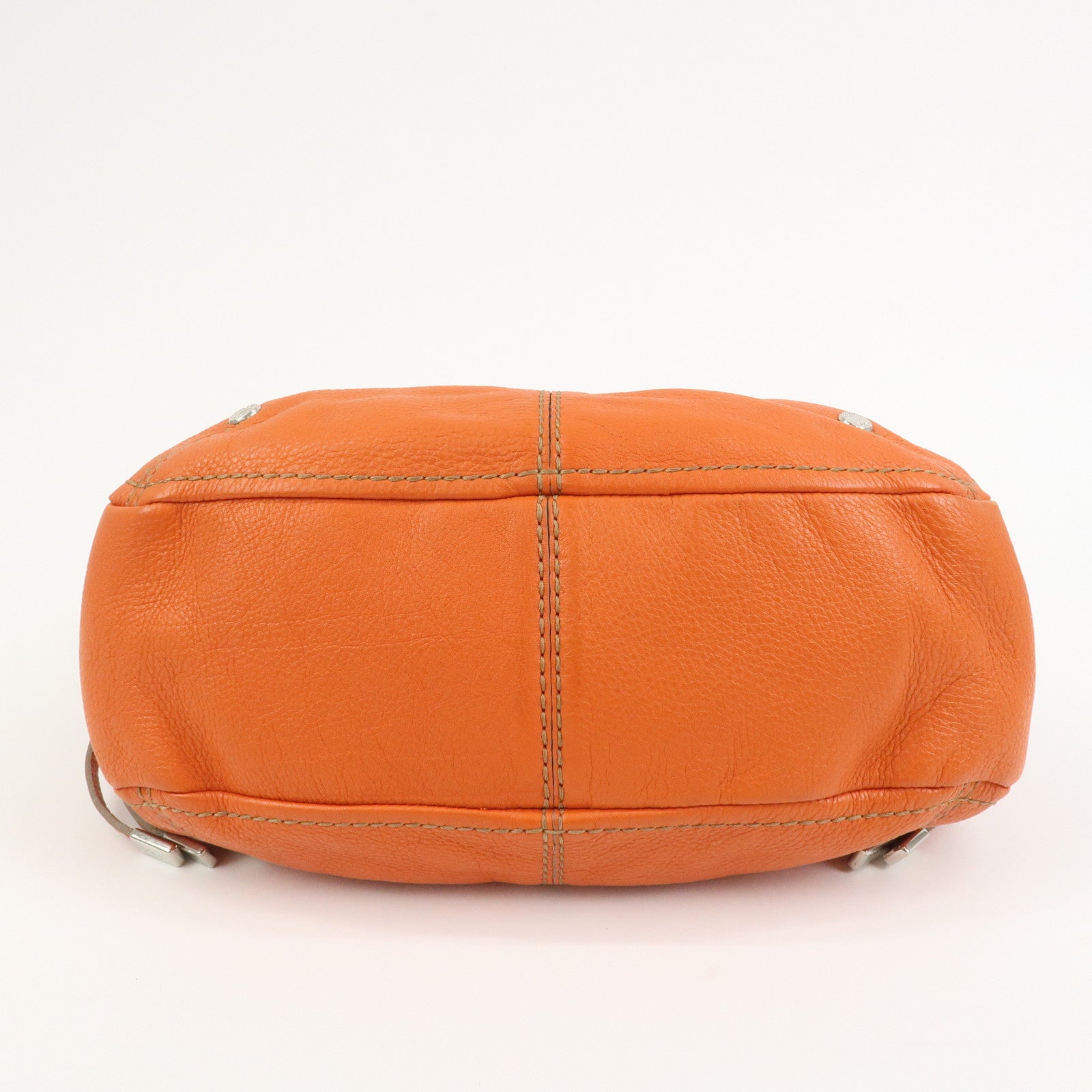 TOD’S Leather Shoulder Bag Hand Bag Orange