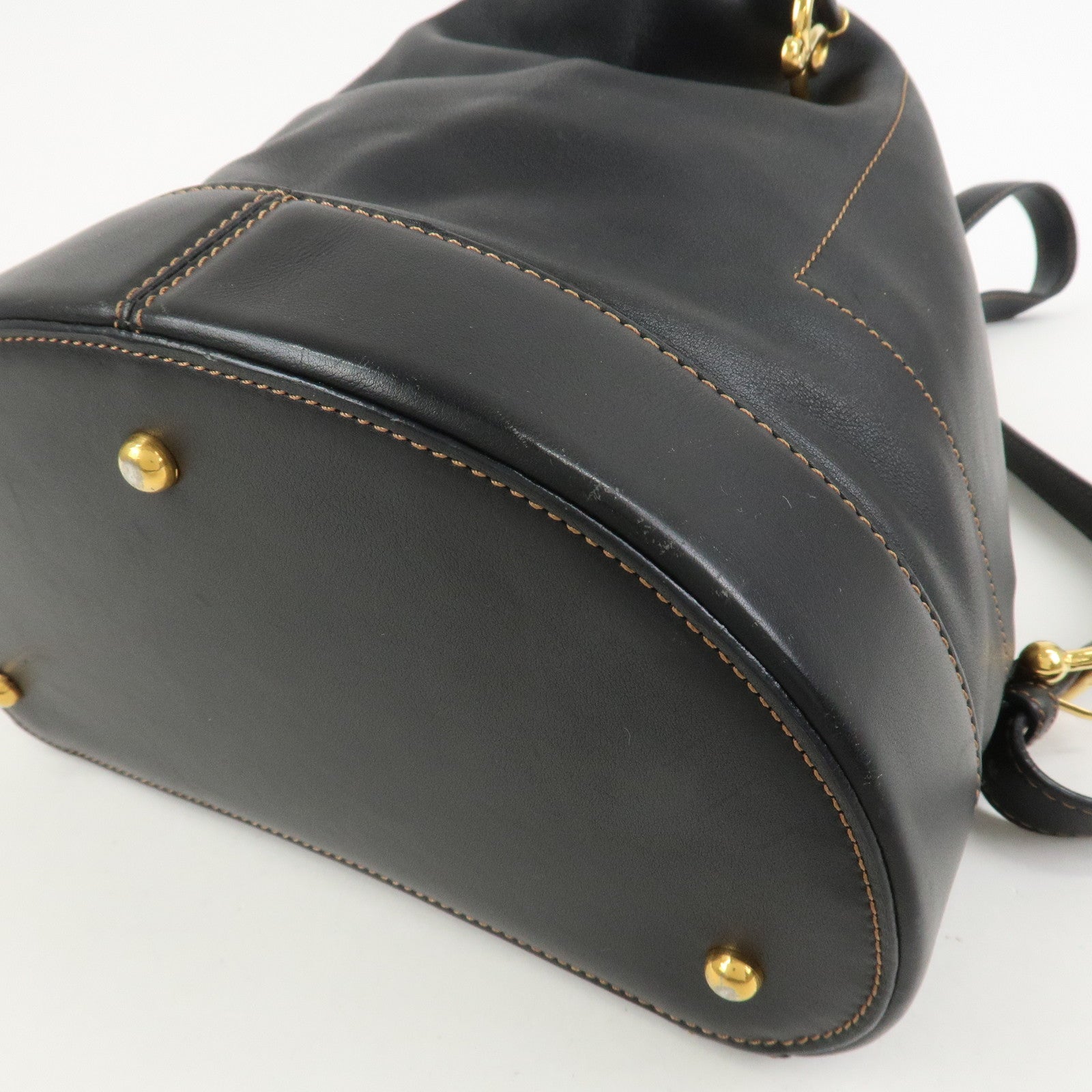 LOEWE Anton Anagram Leather Backpack Shoulder Bag Black