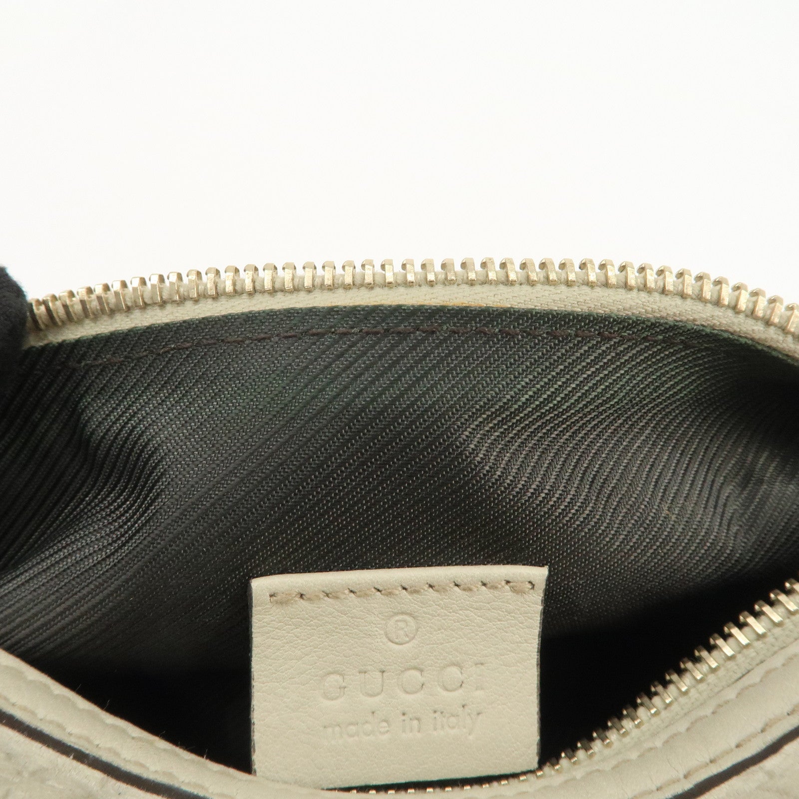 GUCCI Guccissima Leather Pouch Cosmetic Pouch Purse Ivory 153228