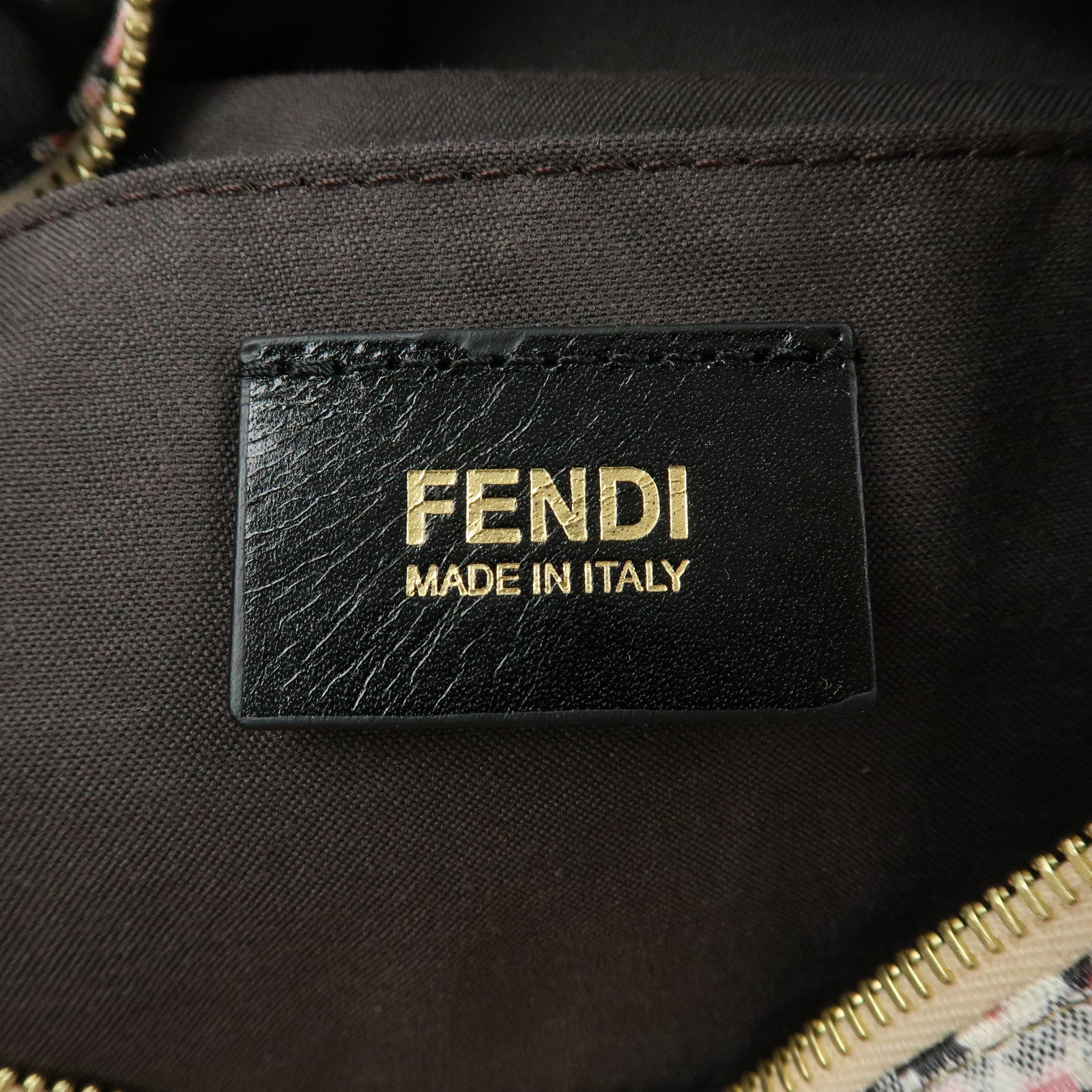 FENDI Zucchino Flower Print Canvas Leather Boston Bag Pink 8BL068