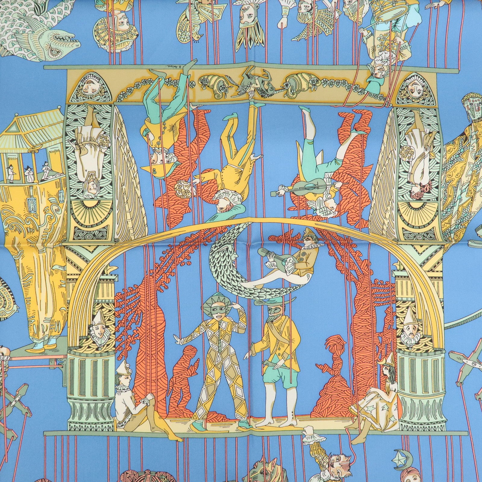 HERMES Carre 90 Silk 100% Scarf LE TEMPS des MARIONNETTES