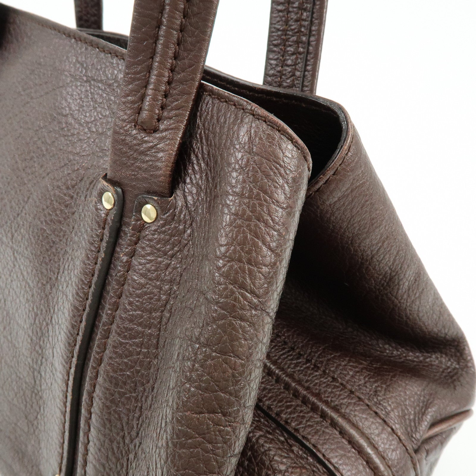 CELINE Macadam Leather Tote Bag Shoulder Bag Dark Brown