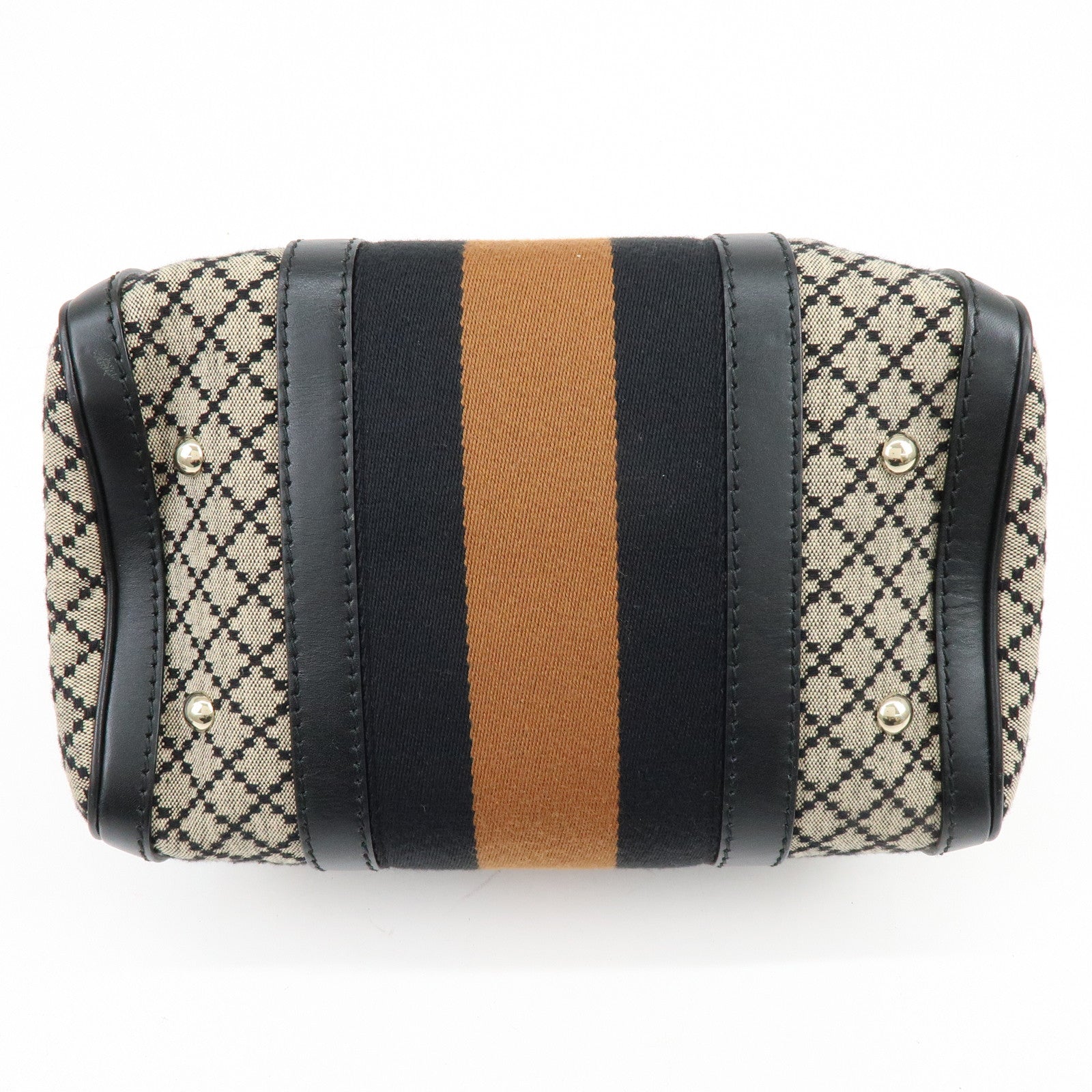 GUCCI Diamante Sherry Canvas Leather 2Way Boston Bag Beige 269876