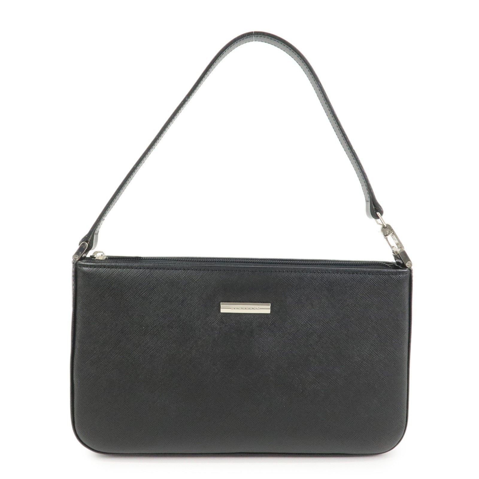 BURBERRY Embosed Leather Shoulder Bag Hand Bag Shoulder Bag Black