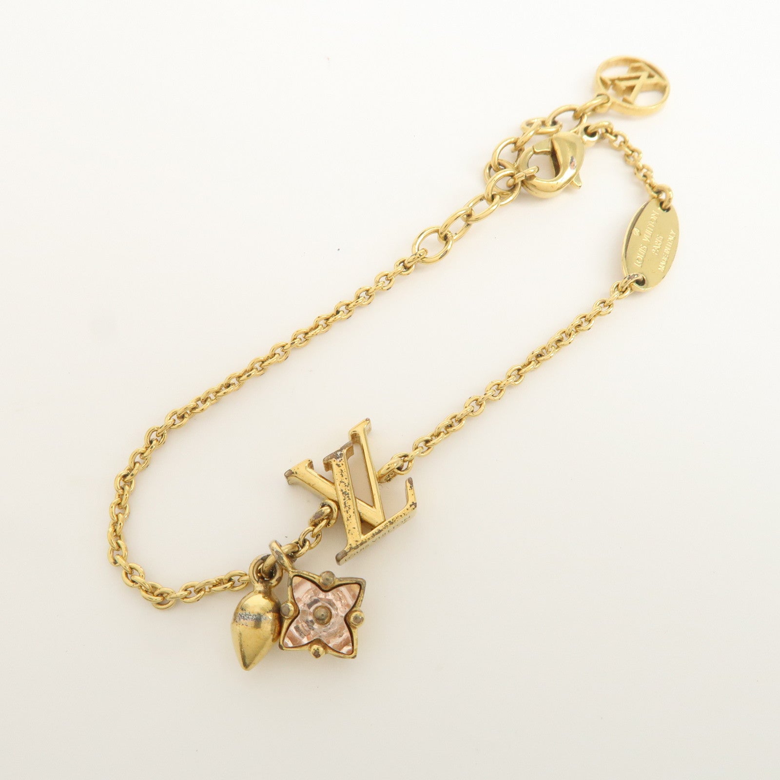 Louis Vuitton Loulougram LV Logo Metal Bracelet Gold M00801