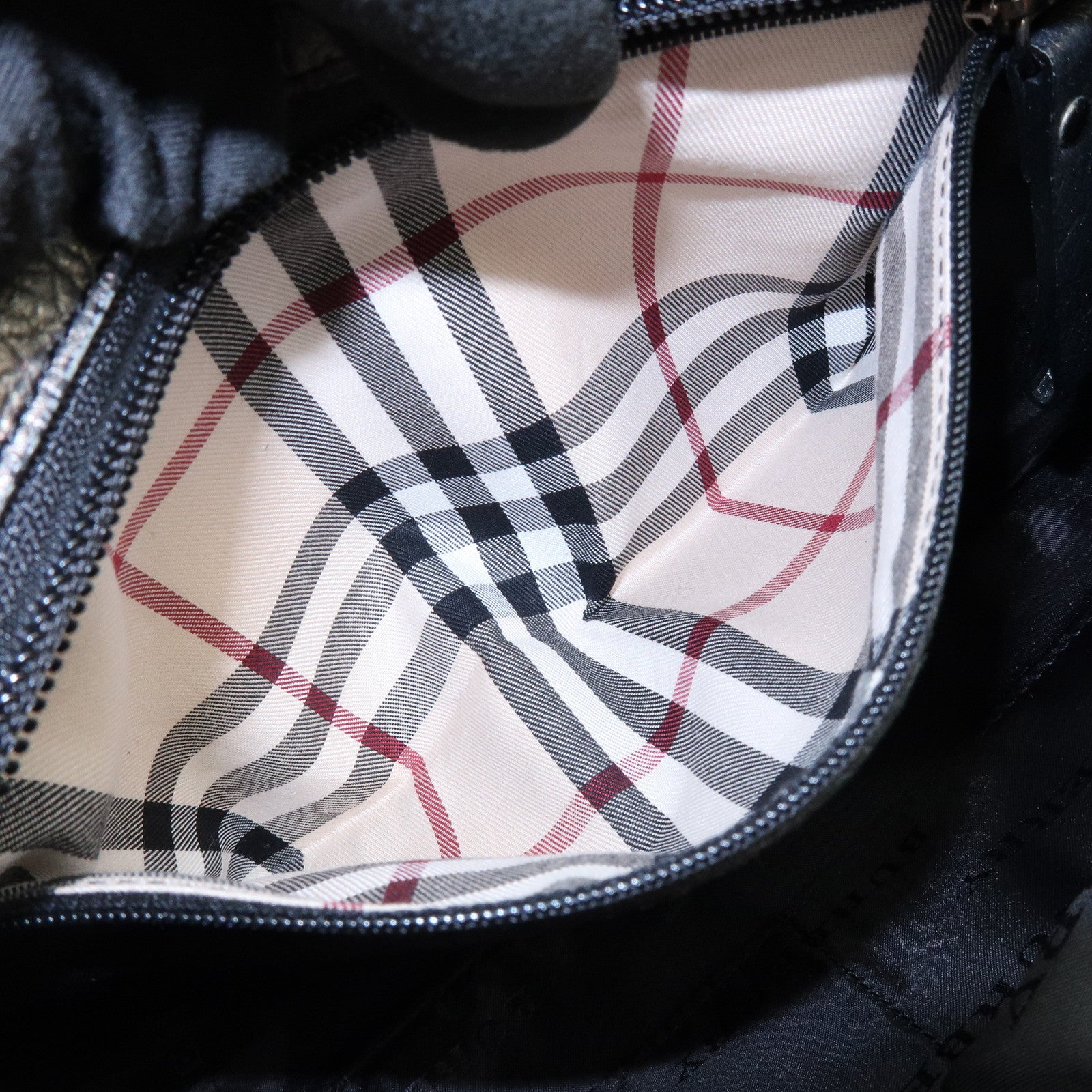 BURBERRY Logo Nylon Leather Shoulder Bag Hand Bag Black Bronze