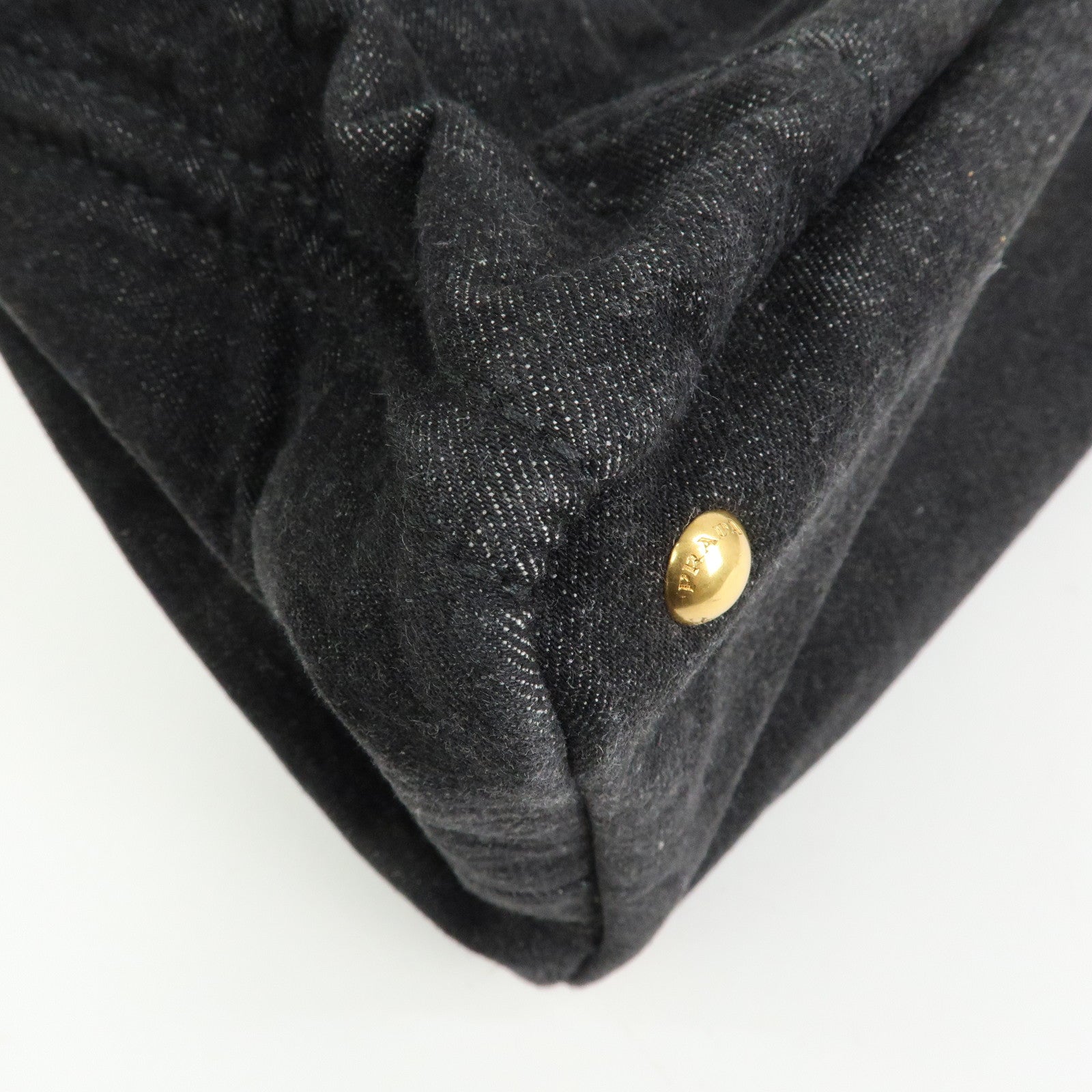 PRADA Triangle Logo Canapa Canvas 2Way Tote Hand Bag Black BN2642