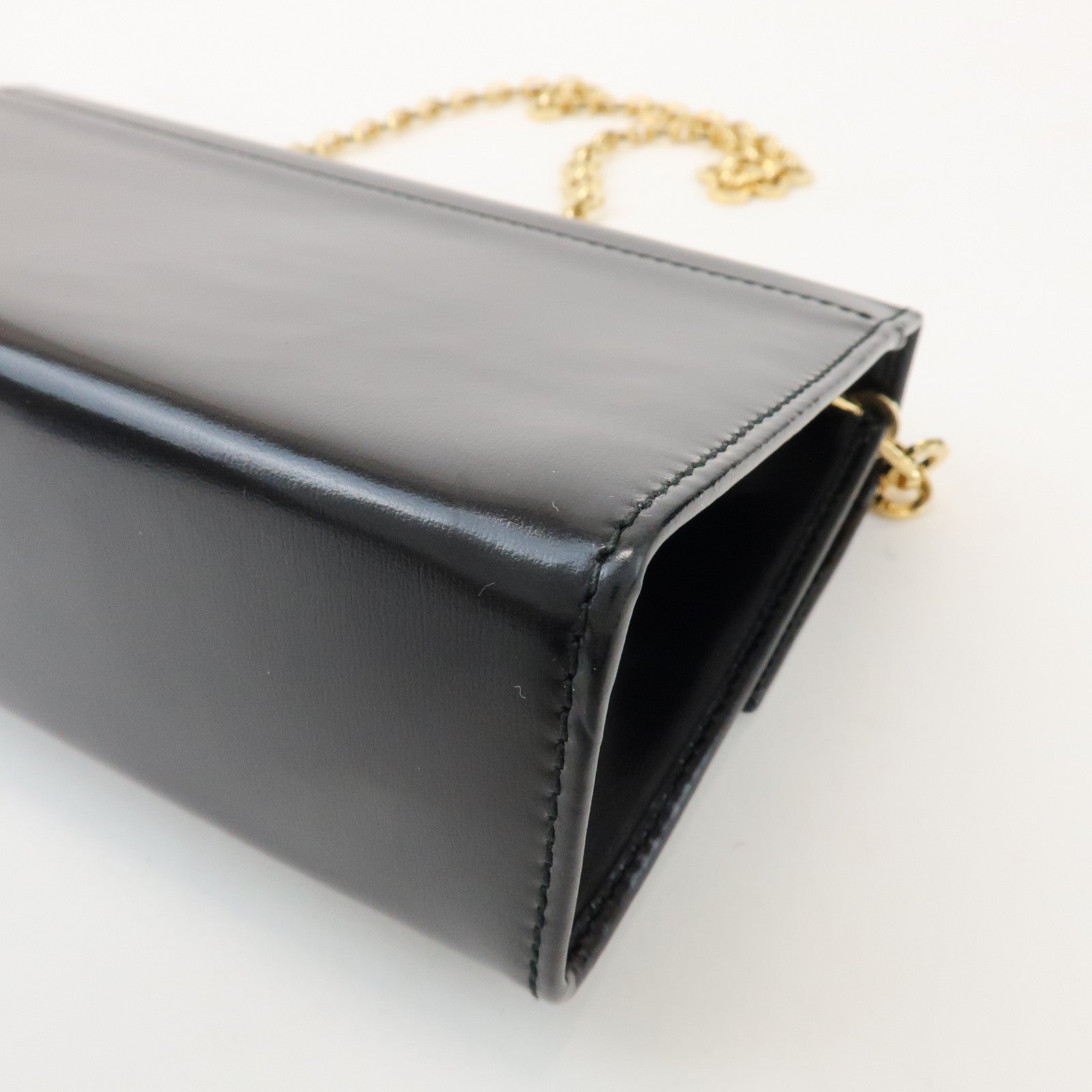 Ferragamo Gancini Leather Chain Shoulder Bag Black