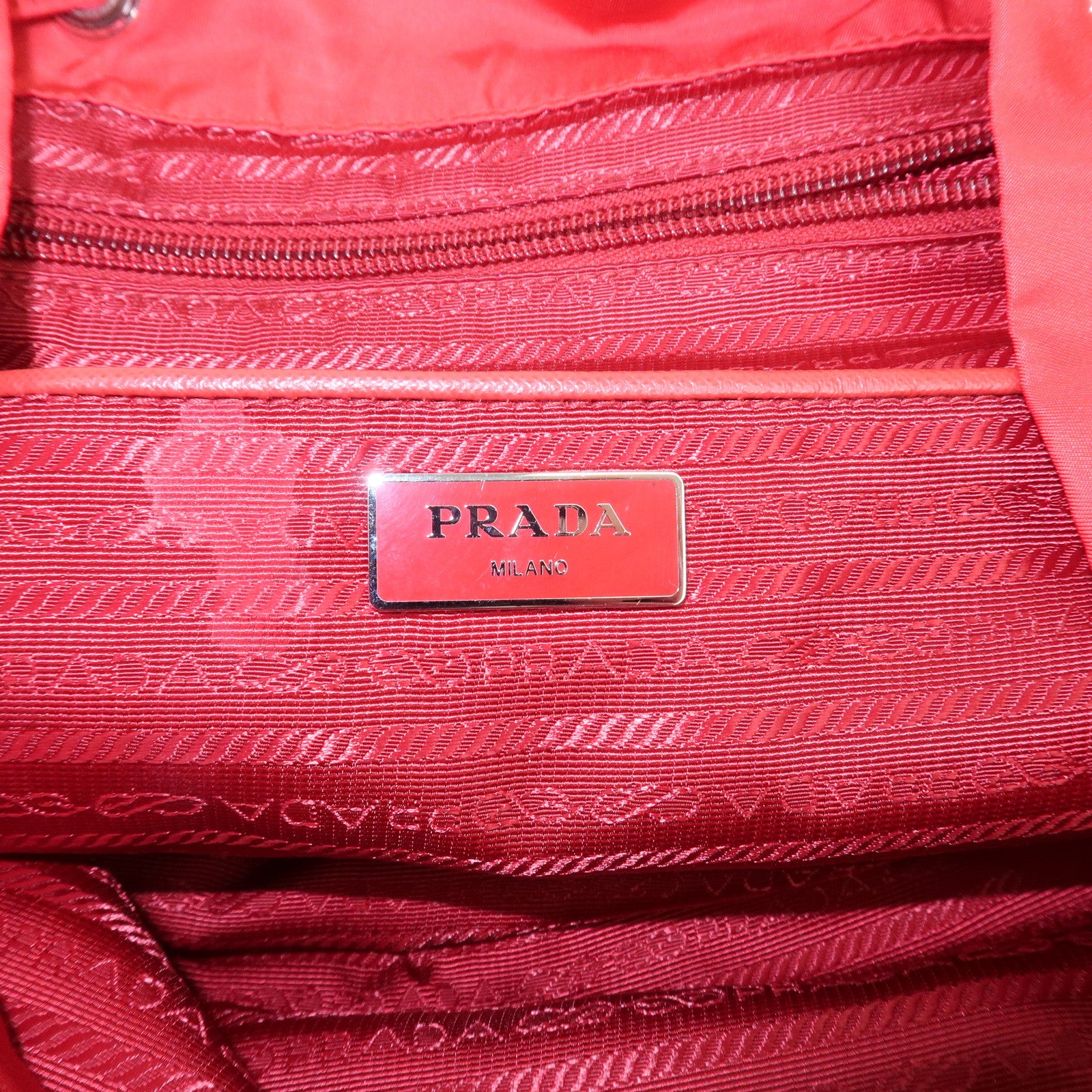 PRADA Triangle Logo Nylon Leather Backpack Ruck Sack Pink B6677 Used