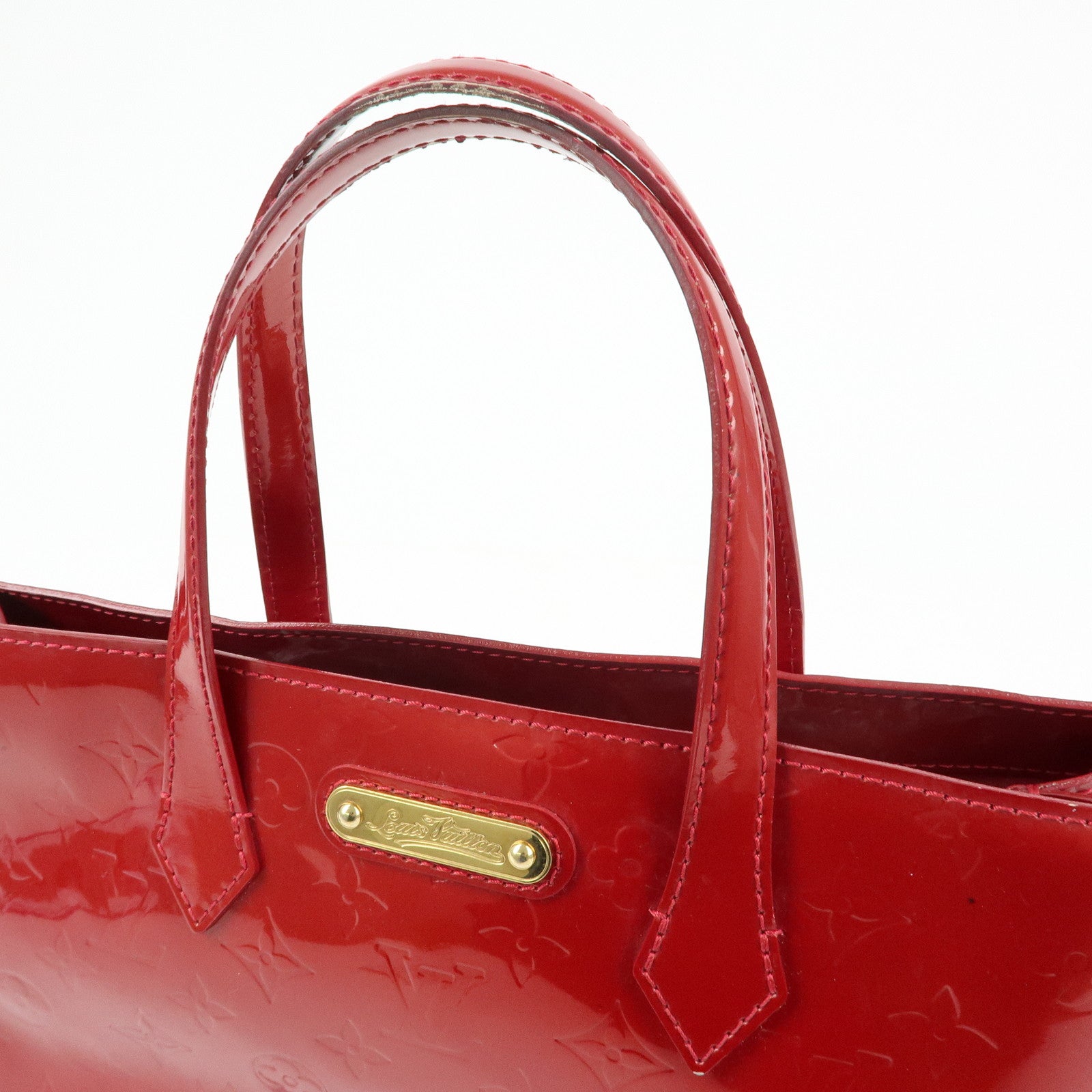 Louis Vuitton Monogram Vernis Wilshire PM Hand Bag Red M93642