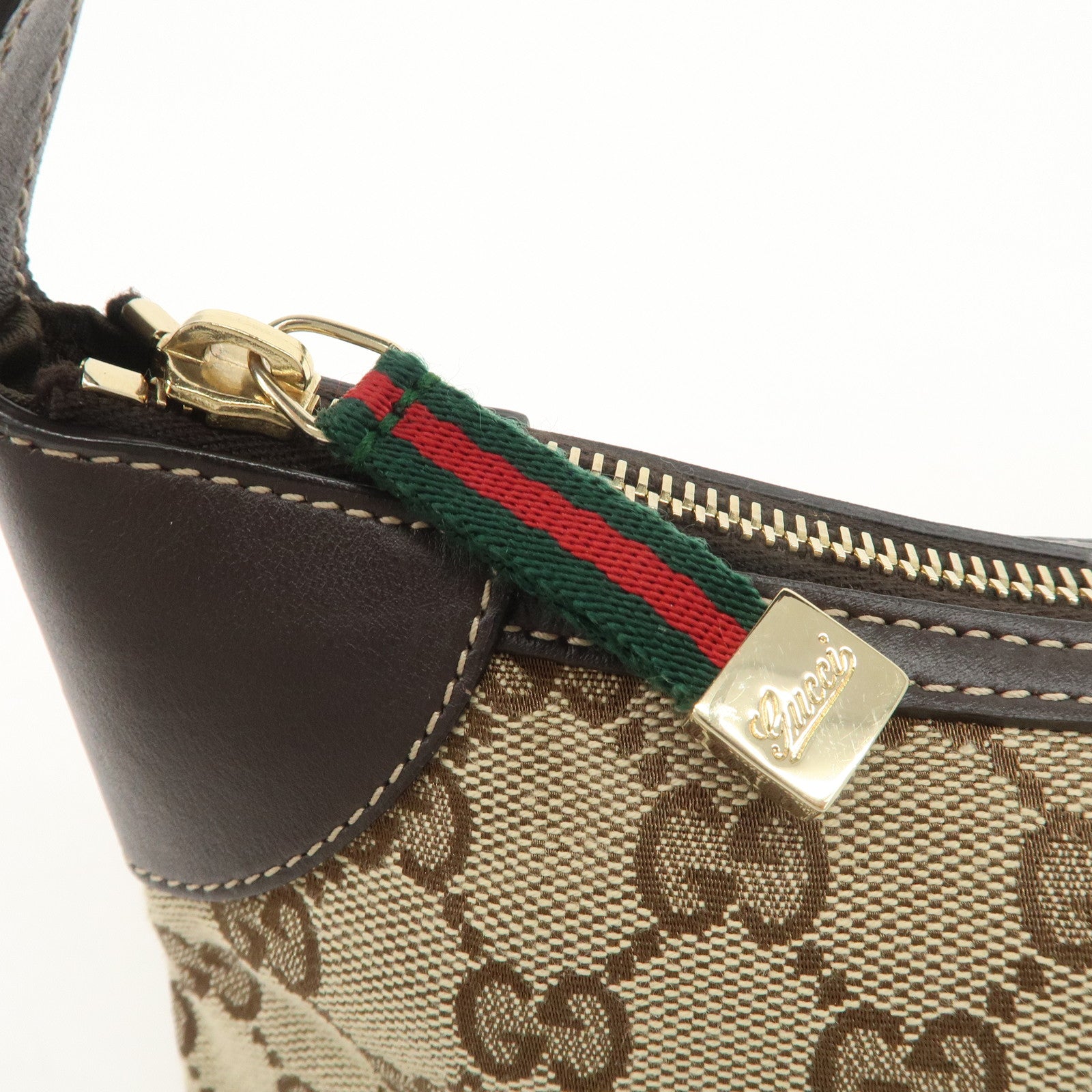 GUCCI Sherry GG Canvas Leather Shoulder Bag Beige Brown 224093 Used