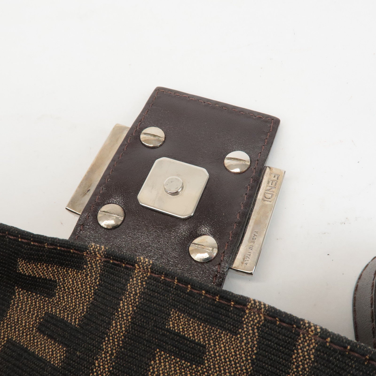 FENDI Zucca Mamma Baguette Canvas Shoulder Bag 26424 Brown Black Used