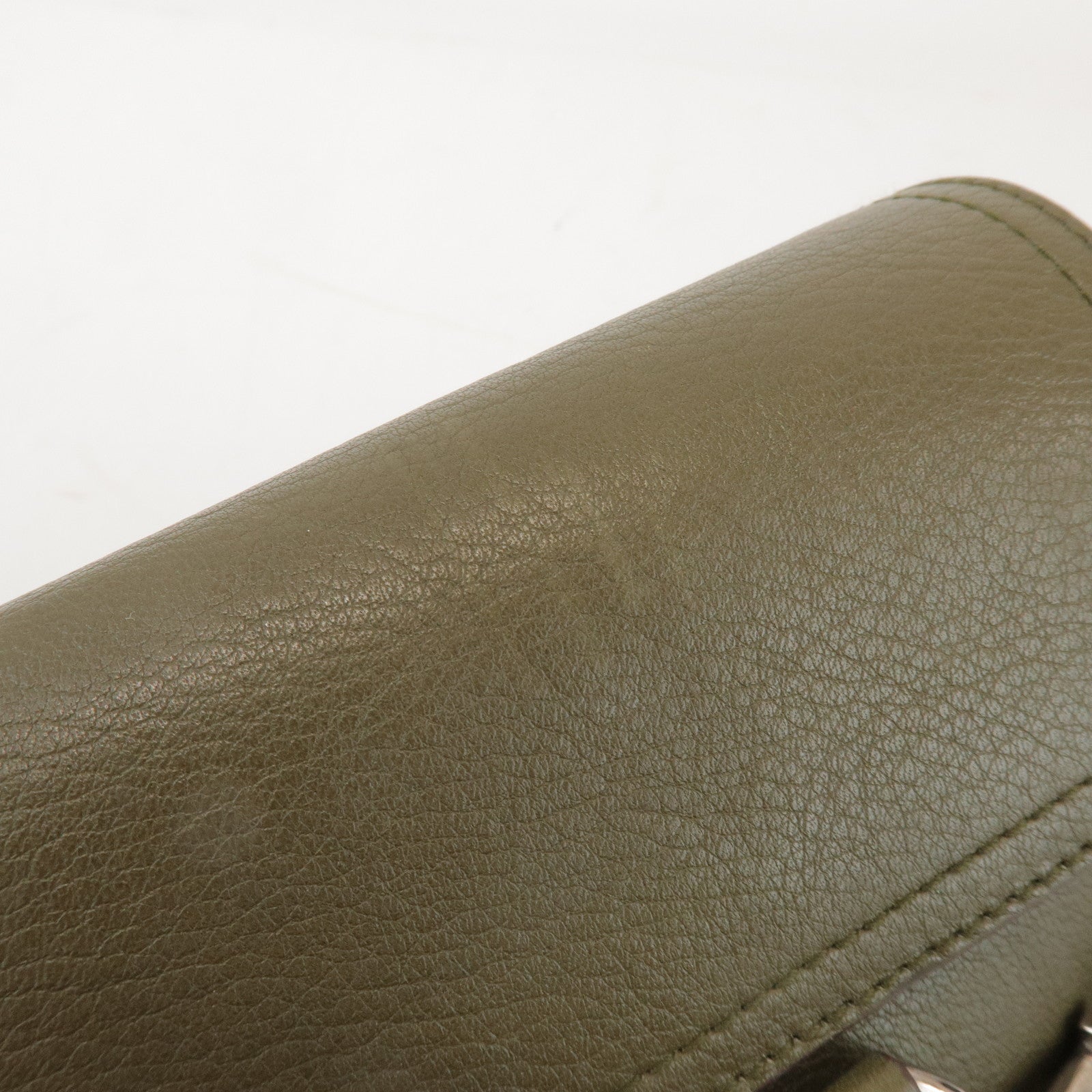 Ferragamo Gancini Leather Shoulder Bag Hand Bag Khaki