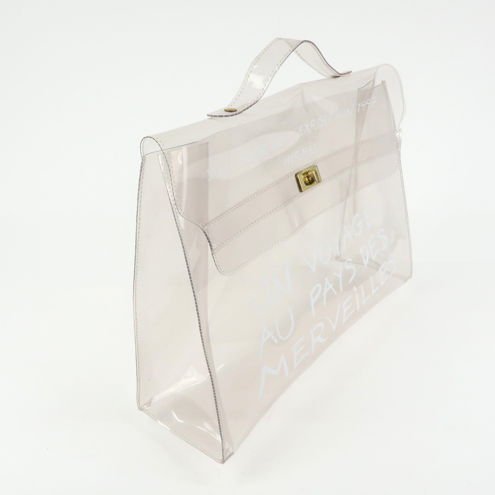 HERMES Kelly Vinyl Hand Bag Clear Transparent