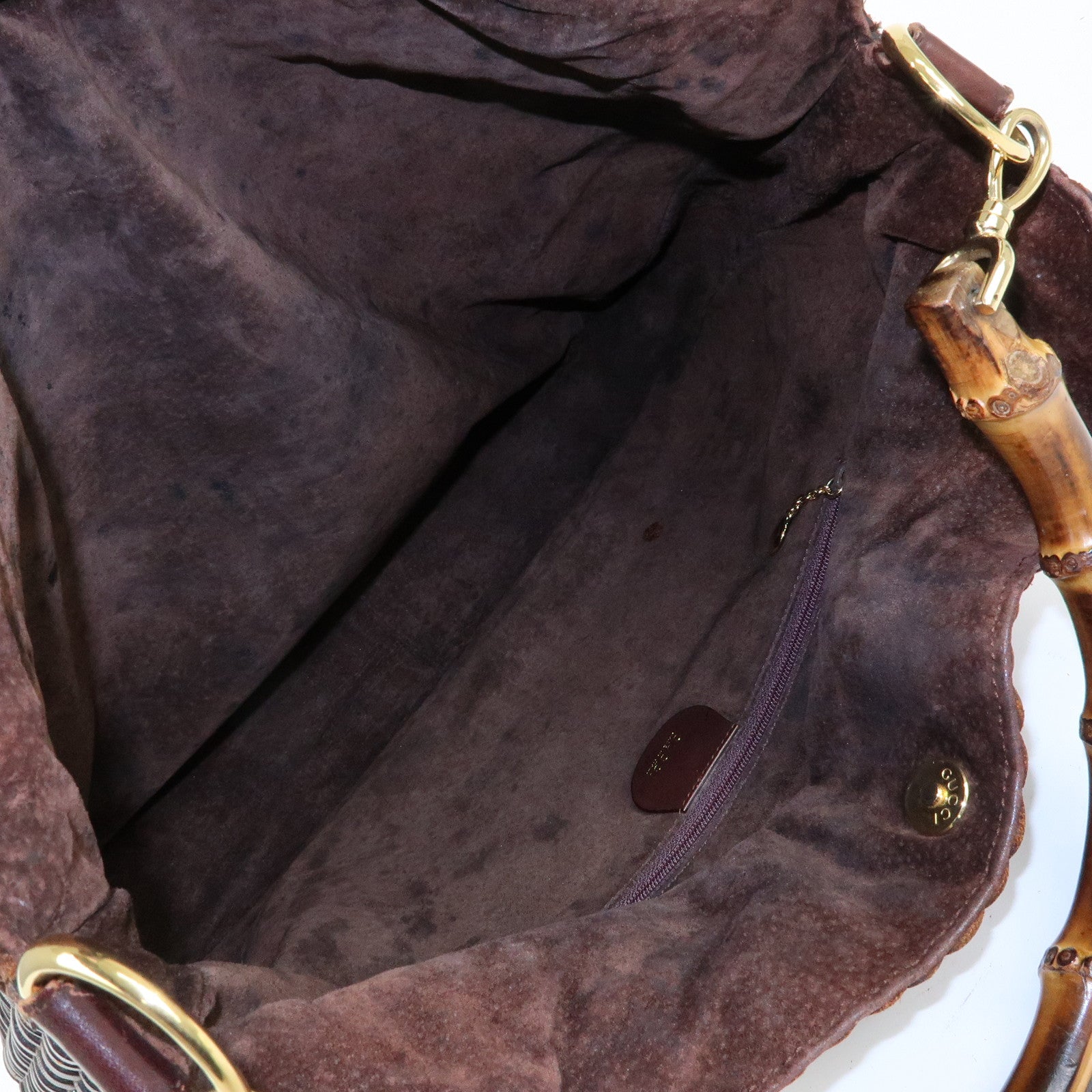 GUCCI Bamboo Leather 2Way Bag Hand Bag Shoulder Bag Brown 001.2404