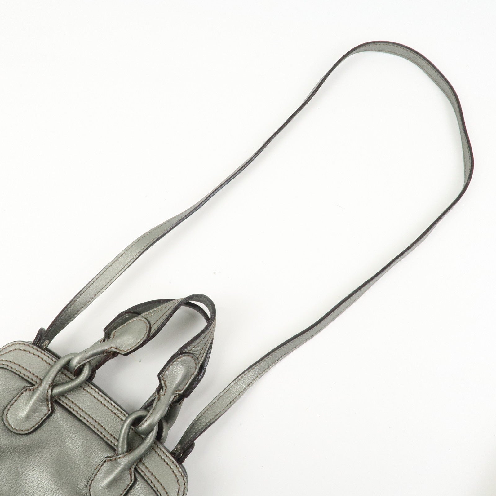 LOEWE Leather 2WAY Bag Shoulder Bag Hand Bag Metallic Gray