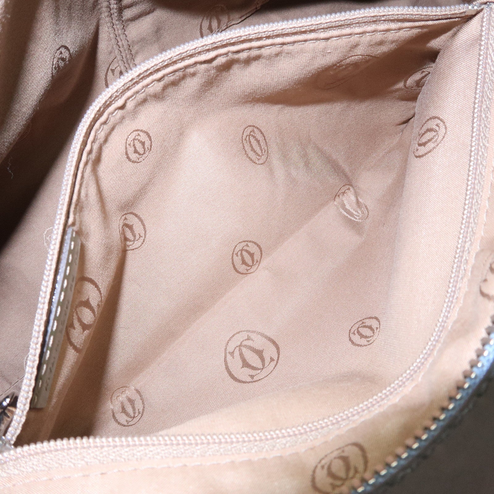 Cartier Marcello Patent Leather Tote Bag Hand Bag Khaki Used