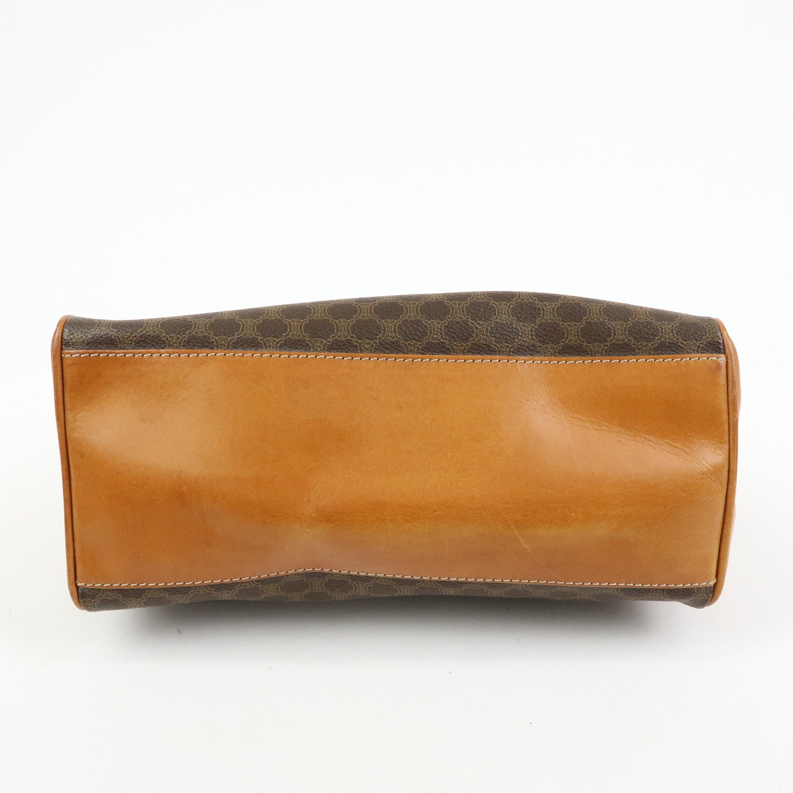 CELINE Macadam PVC Leather Hand Bag Top Handle Flap Bag Brown
