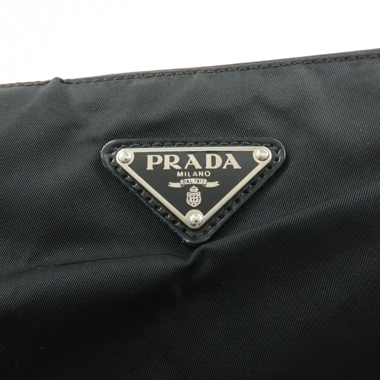 PRADA Triangle Logo Nylon Leather Shoulder Bag Black BT0326