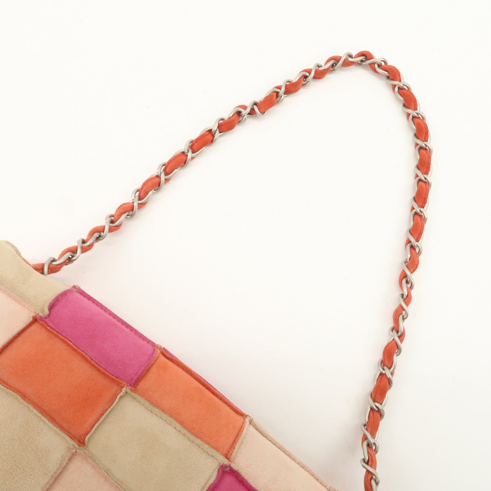 CHANEL 2.55 Suede Patchwork Chain Shoulder Bag Multicolor A14528