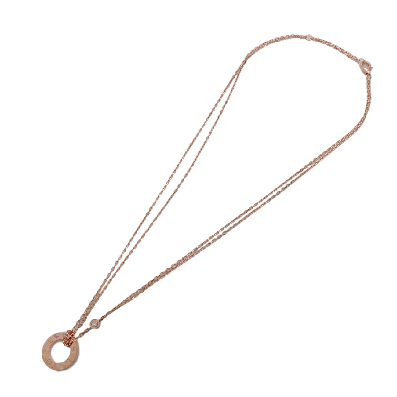 Cartie Love Circle 1P Daimond Pink Sapphire Necklace 750PG B7218300
