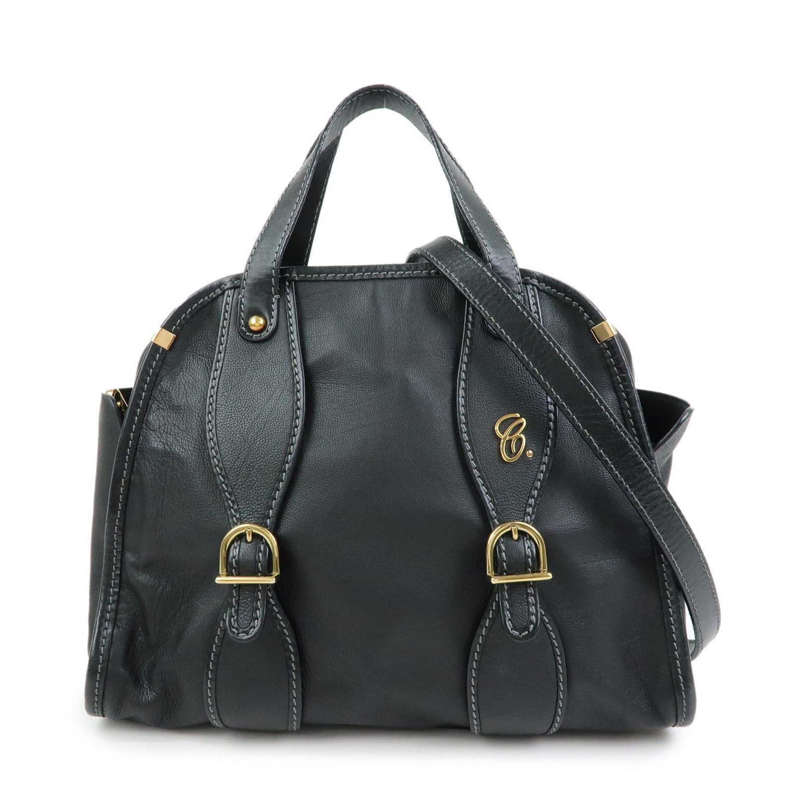 Chloe Susan Leather 2Way Bag Shoulder Bag Hand Bag Black