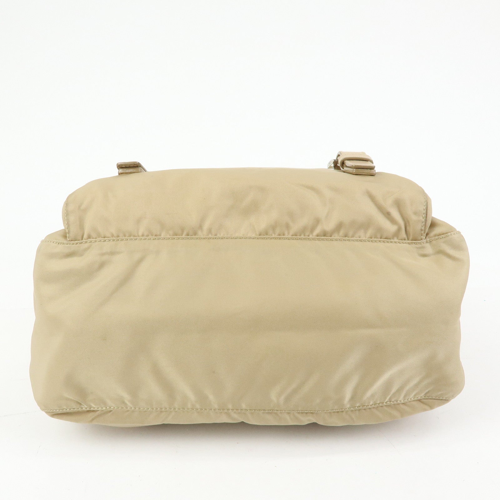 PRADA Triangle Logo Nylon Shoulder Bag Crossbody Bag Beige 1BD953